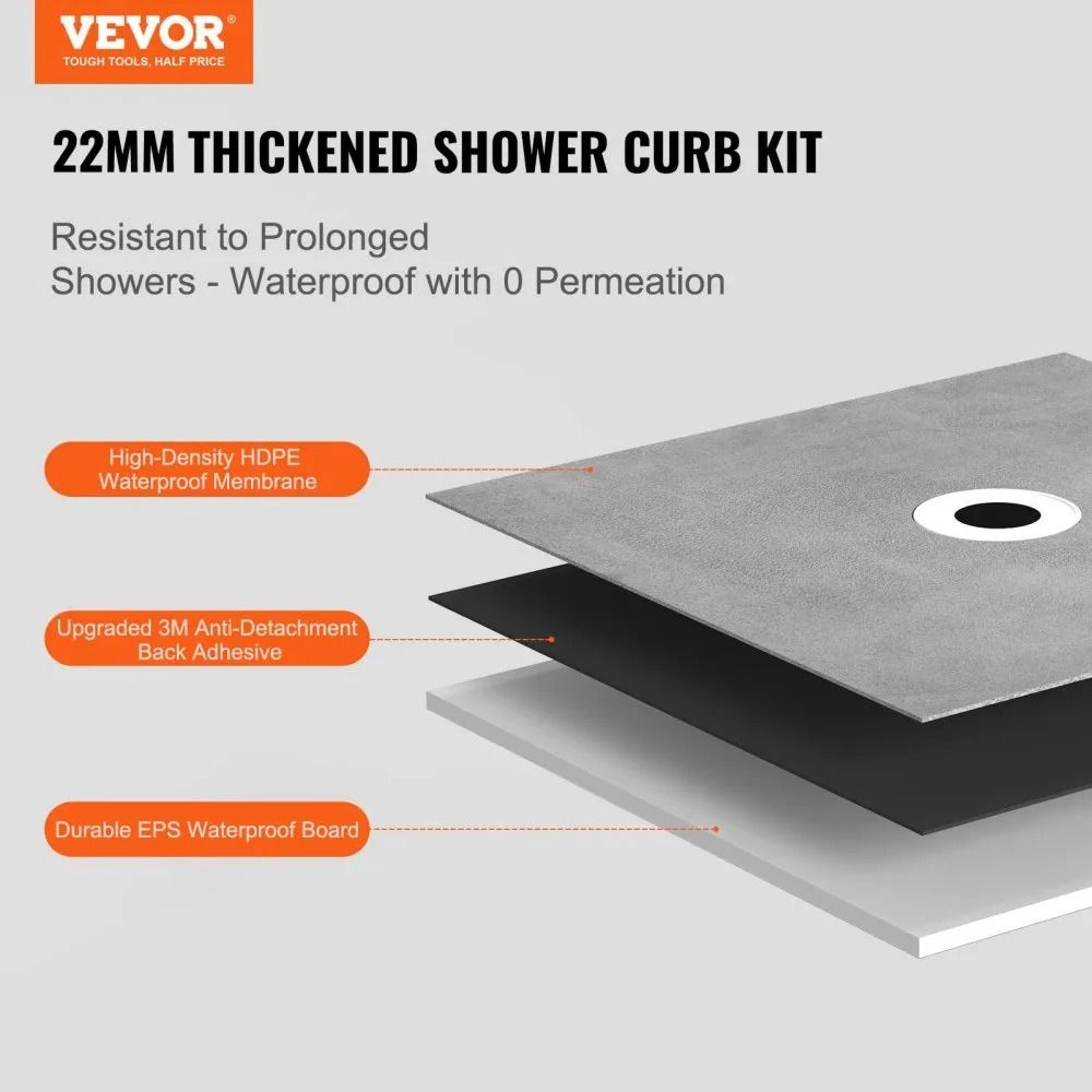 Waterproof 36x36 Shower Pan Kit With Center Drain And Lightweight EPS Base 4