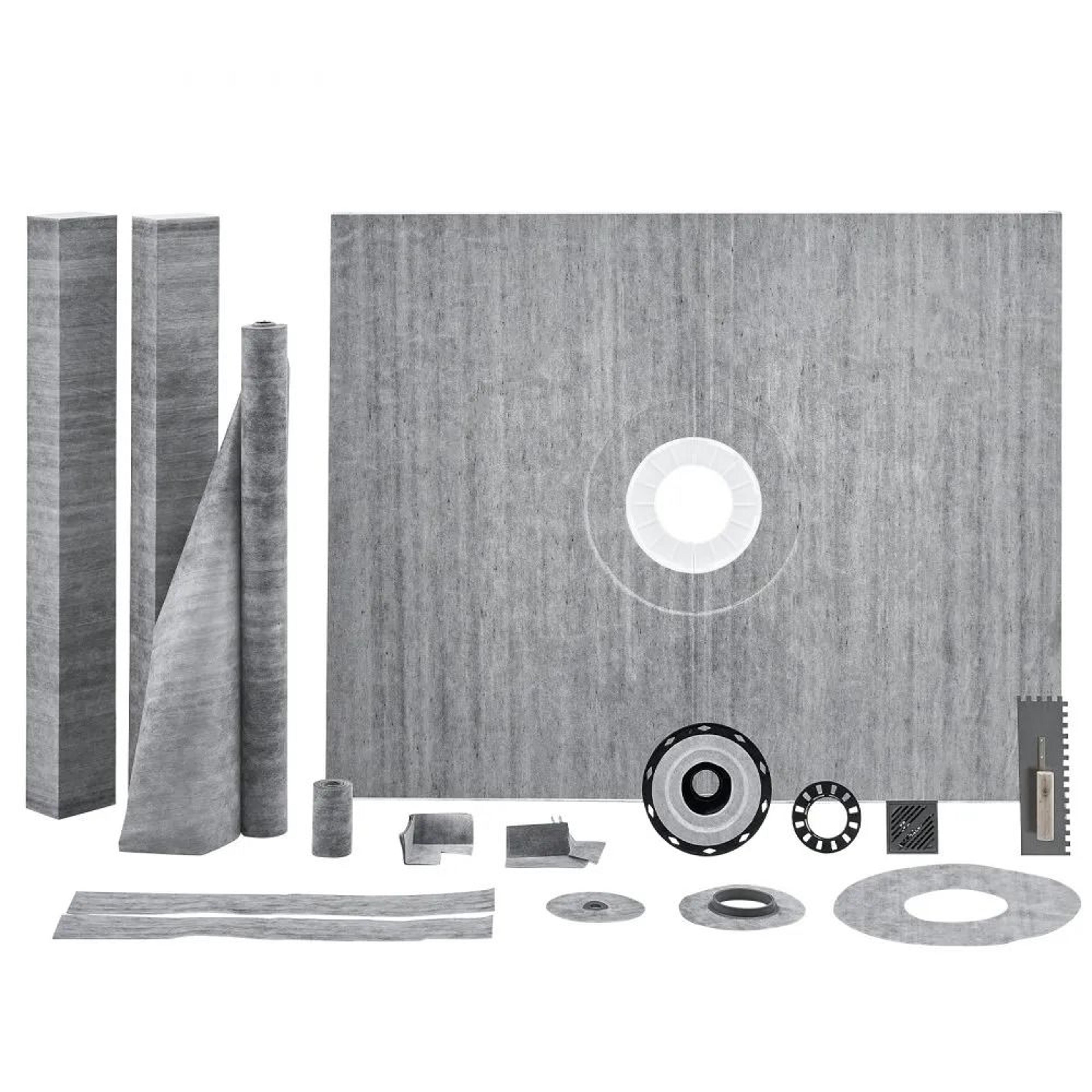 60 x 48 waterproof shower pan kit with shower curb central drain and stainless steel grate
