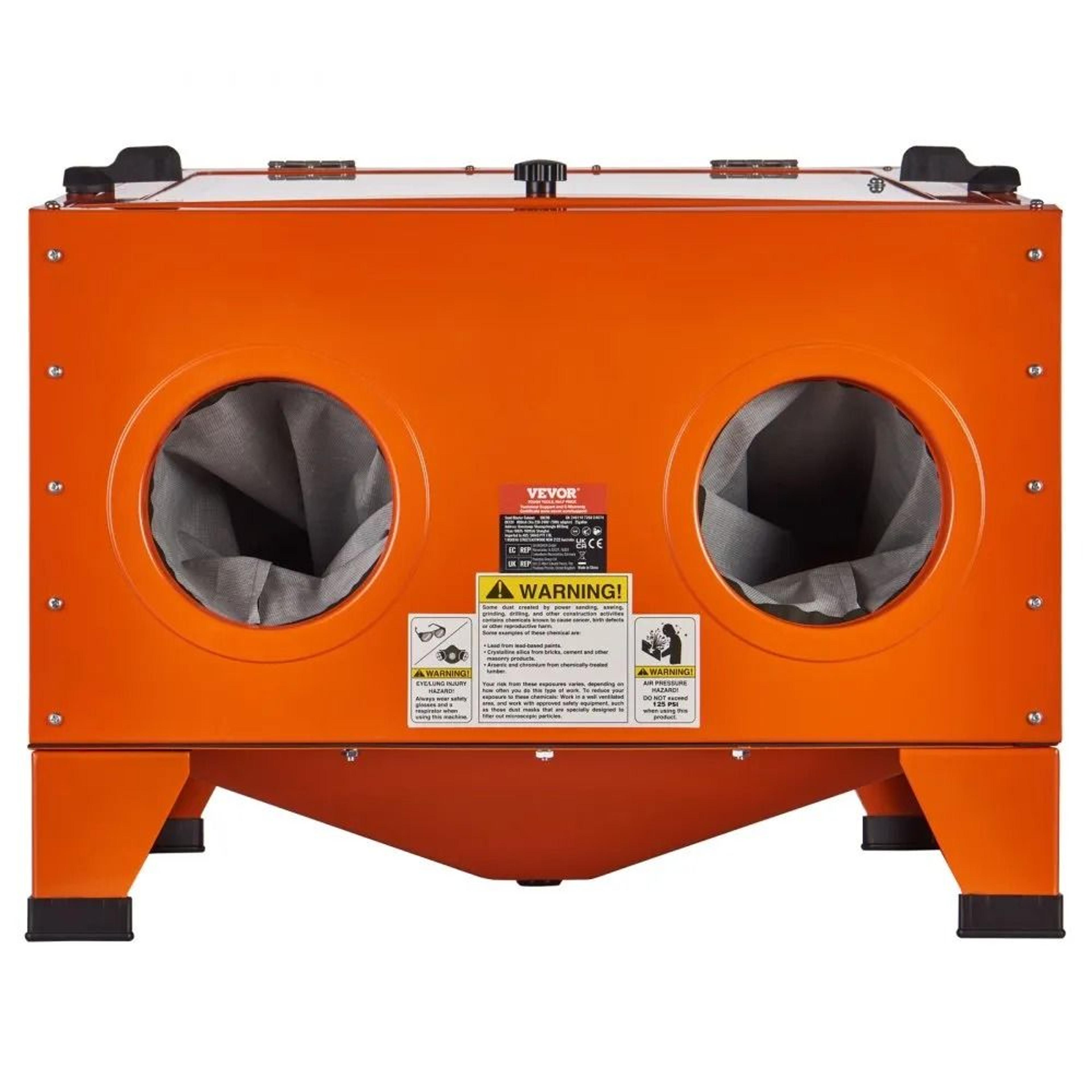 25 gallon benchtop sandblasting cabinet for rust paint and surface cleaning