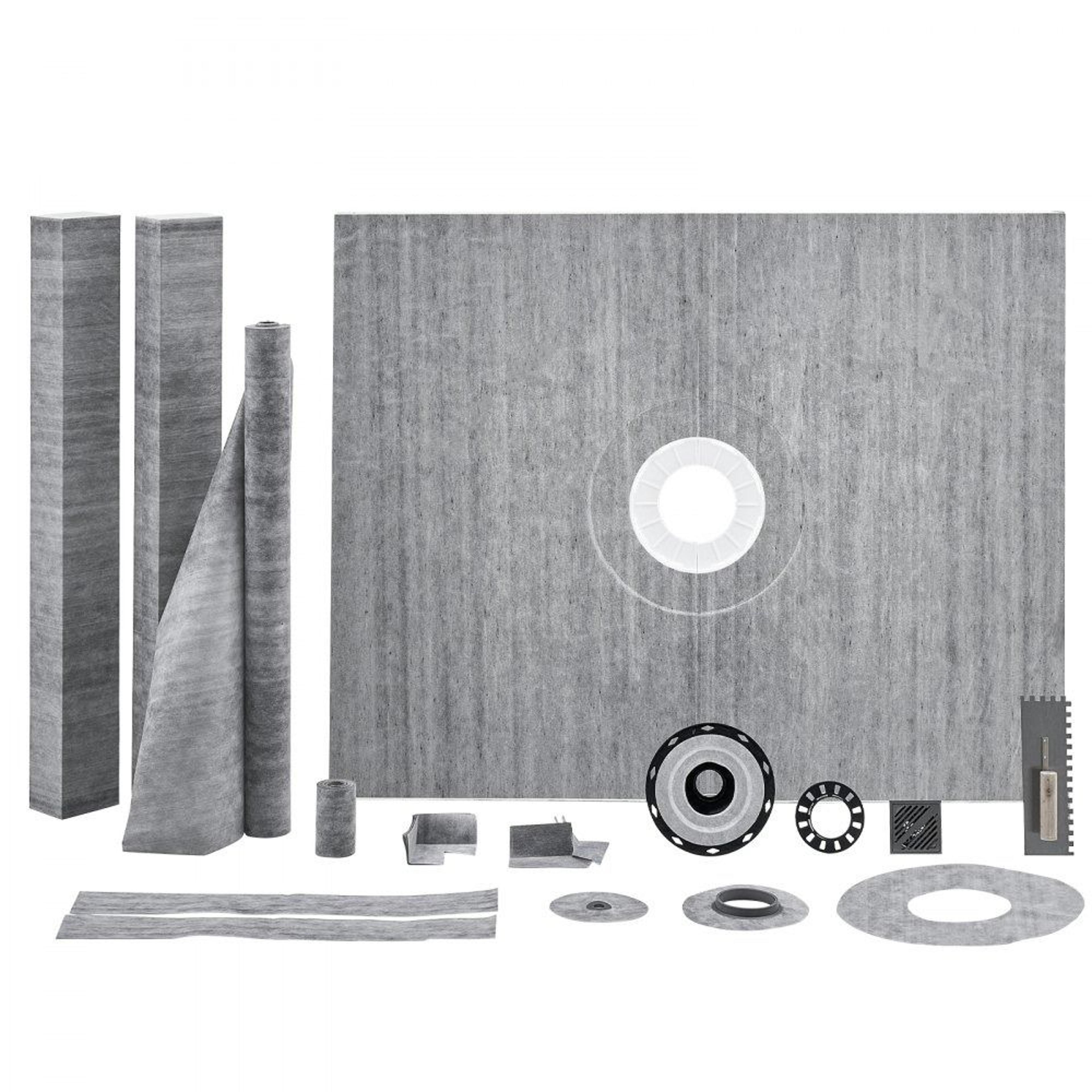 60 x 48 waterproof shower pan kit with shower curb and center drain