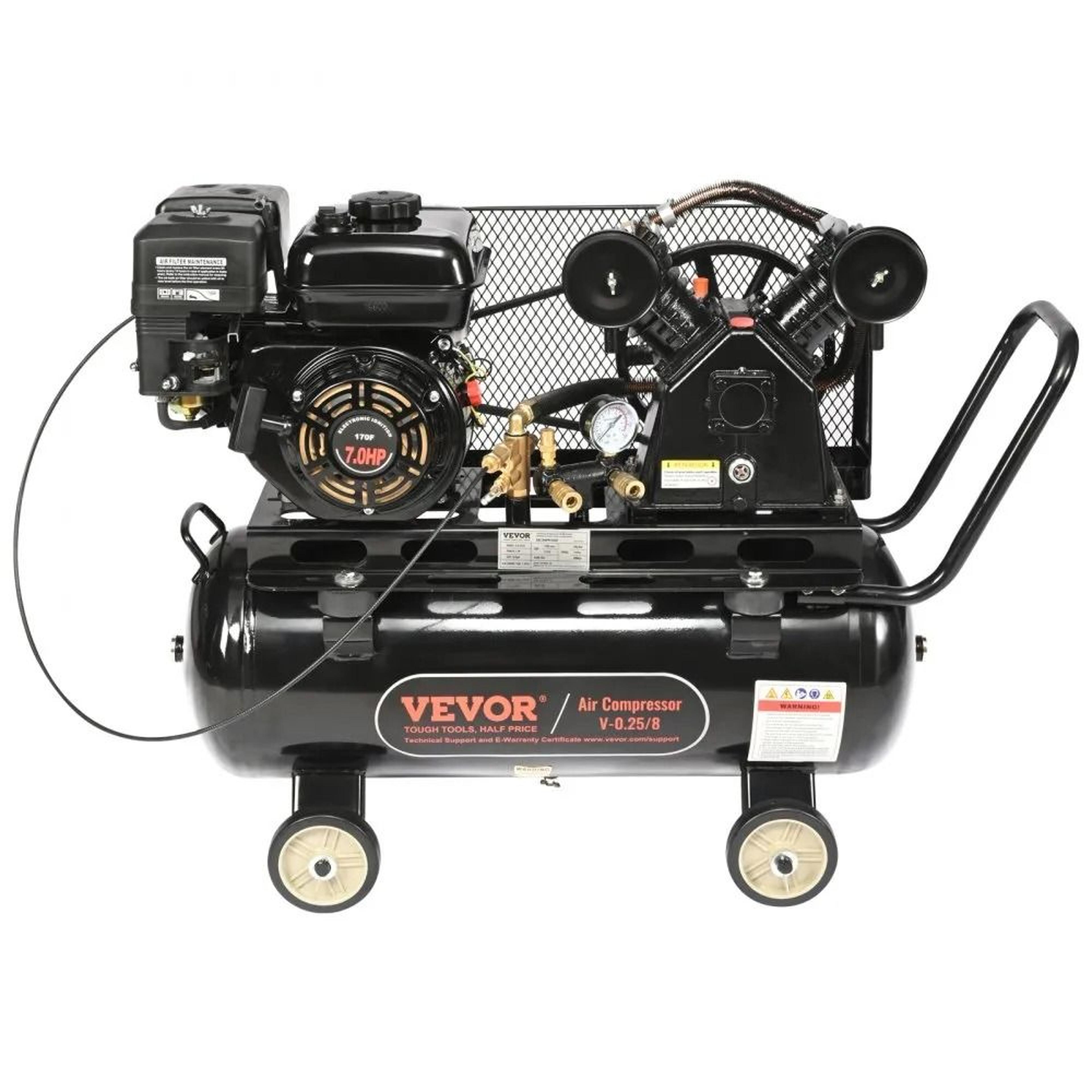 7hp gas powered air compressor 13.2 gallon portable tank with 9cfm air delivery