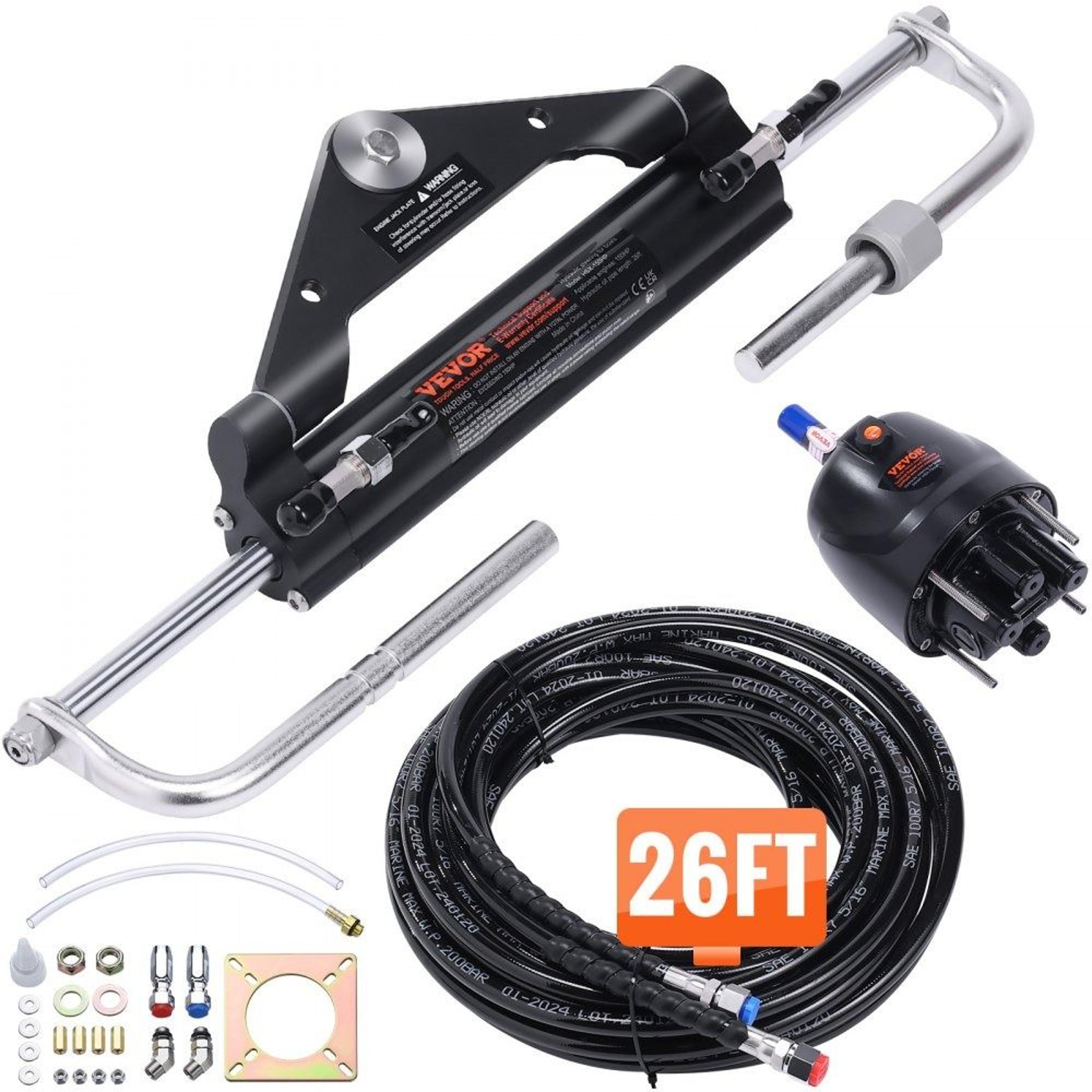 150hp hydraulic outboard steering kit with helm pump and 26ft hoses