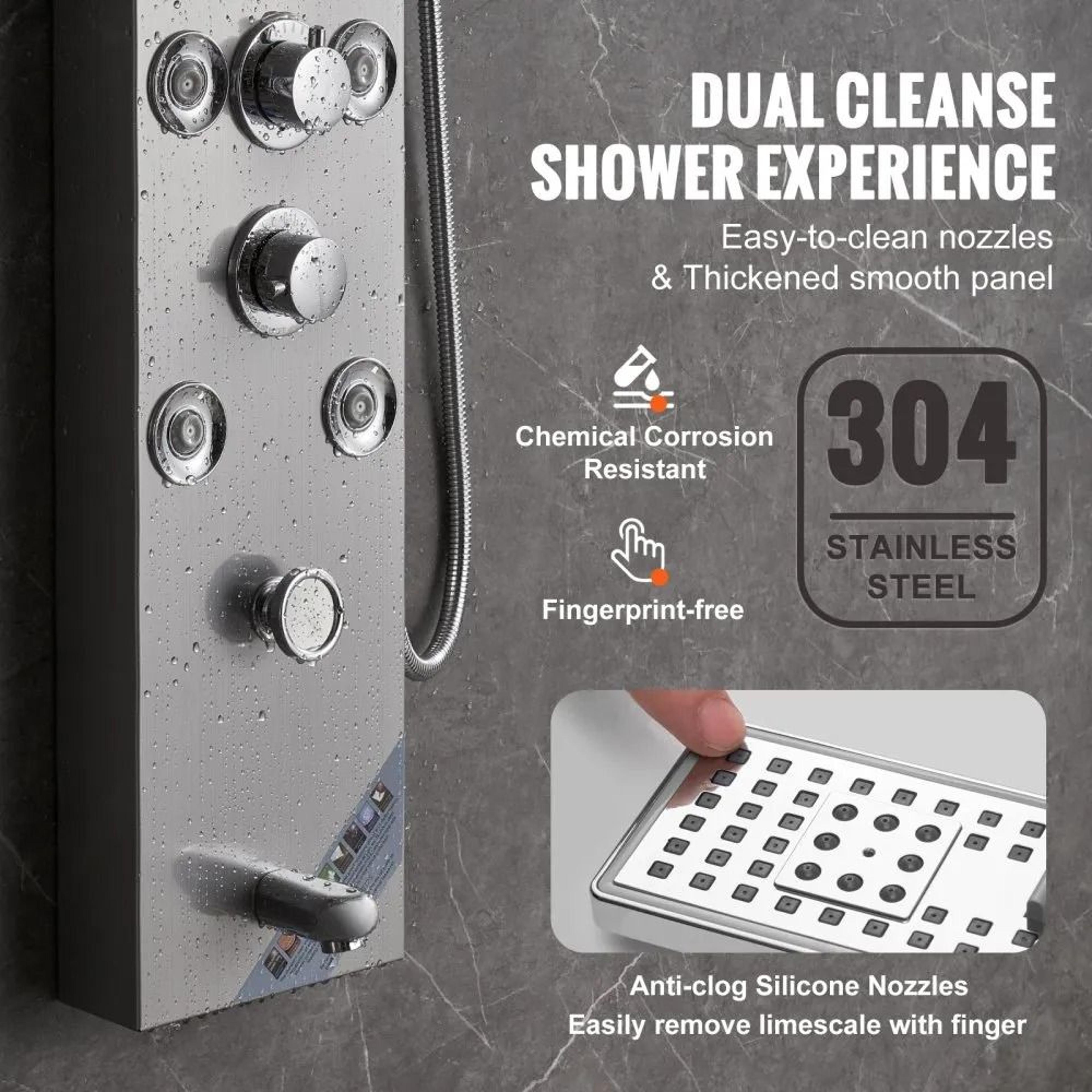 Hydroelectric LED Shower Panel System With Rainfall Waterfall And Massage Jets 2