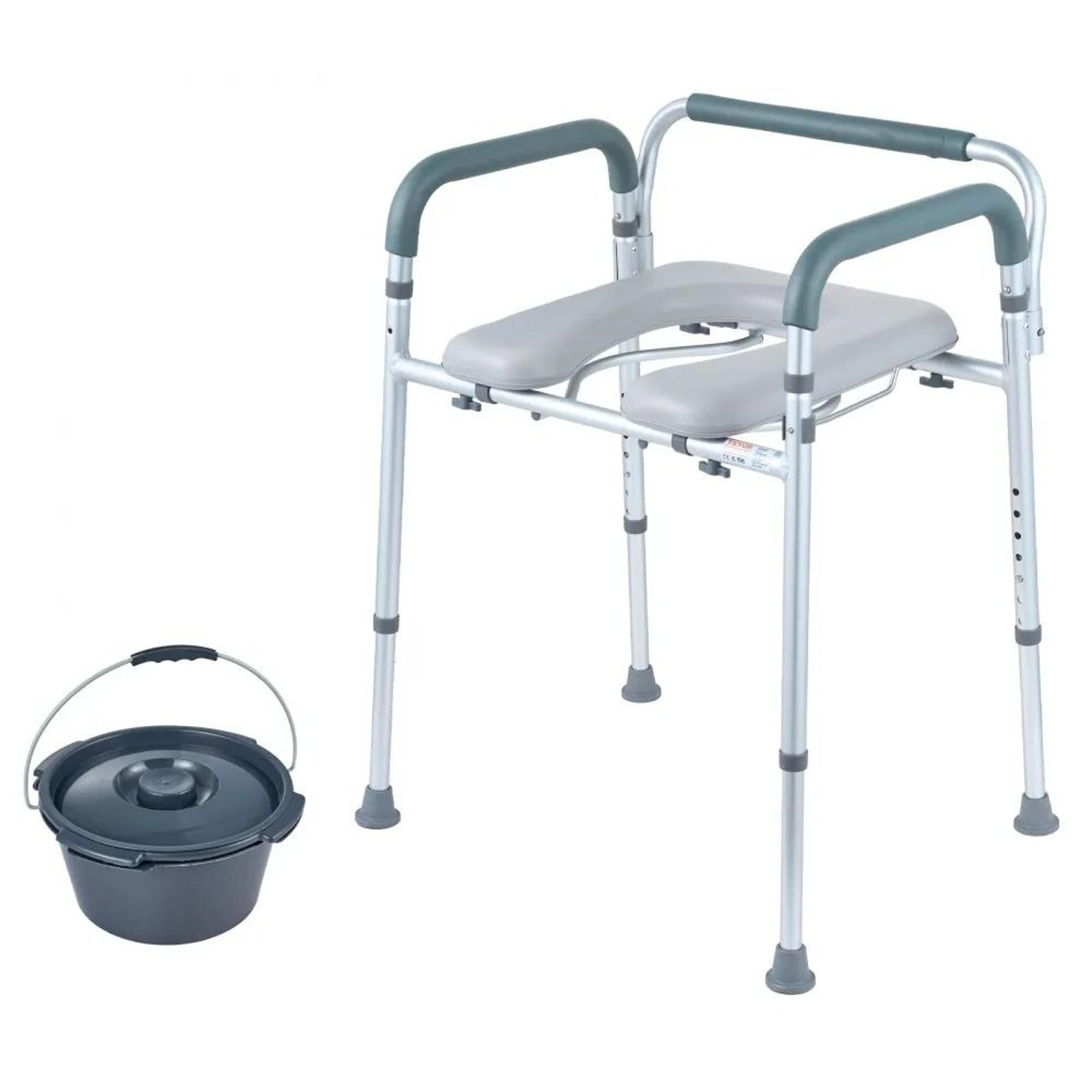 adjustable padded bedside commode chair and raised toilet seat for seniors