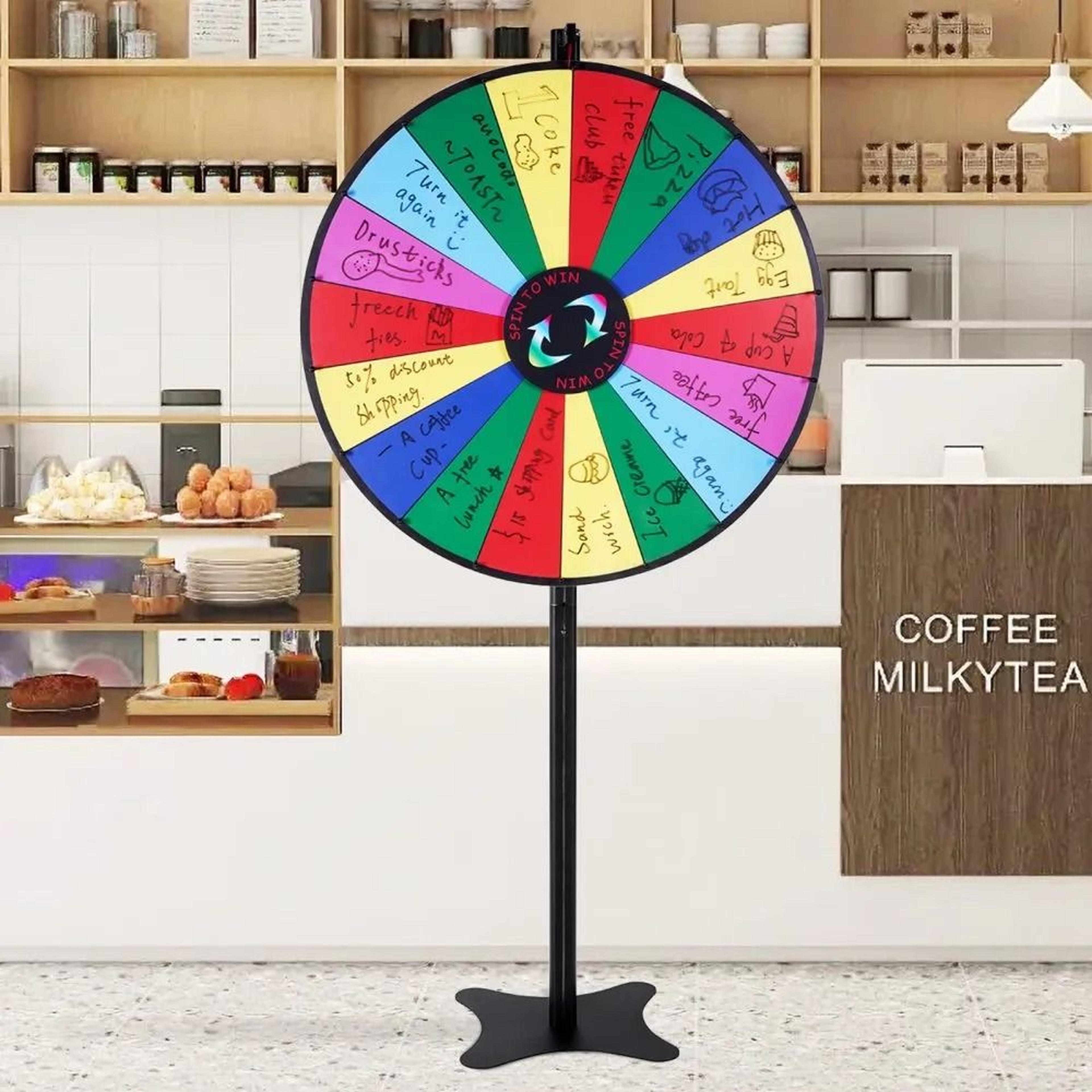 36 Inch Spinning Prize Wheel With 18 Customizable Slots And Floor Stand 5