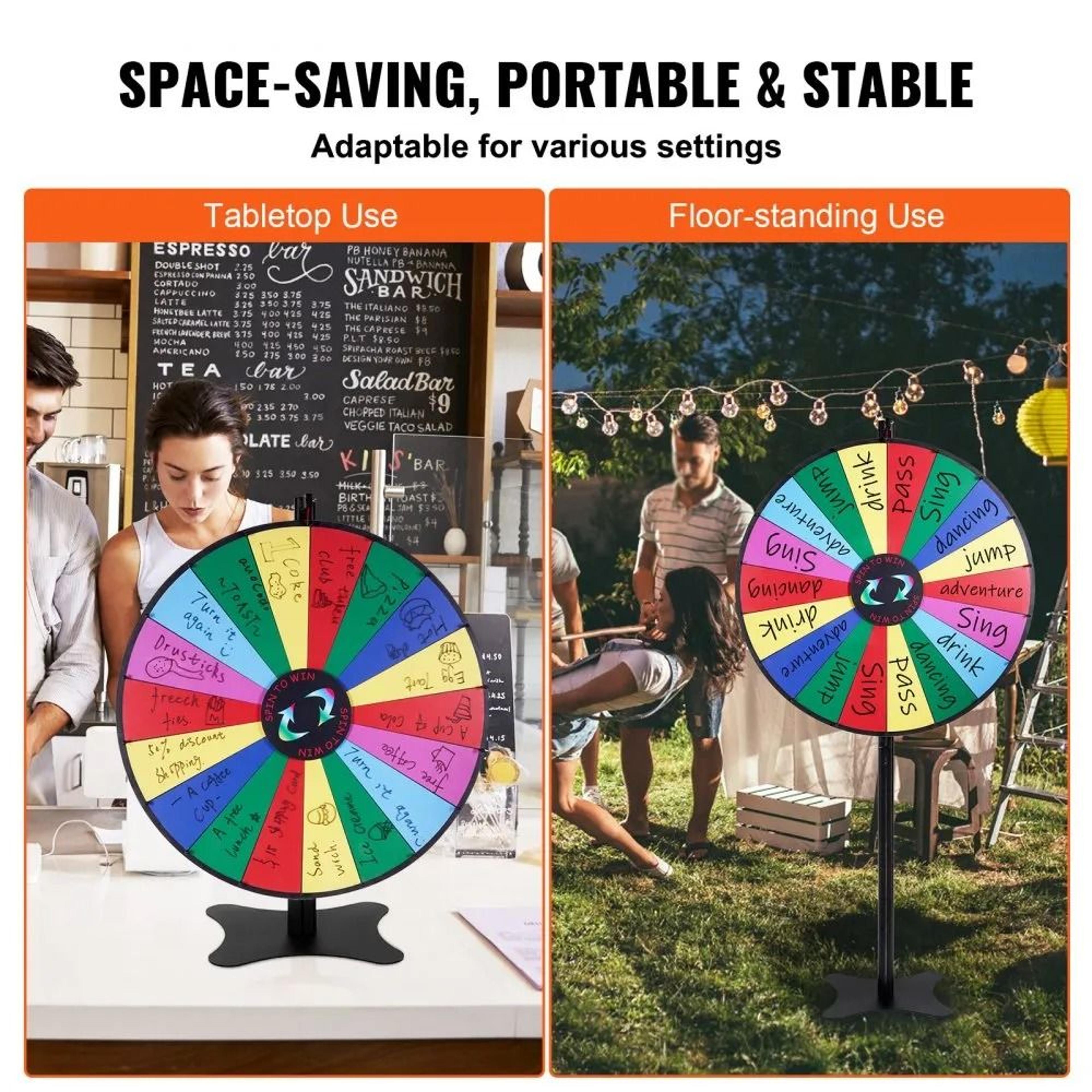 36 Inch Spinning Prize Wheel With 18 Customizable Slots And Floor Stand 1