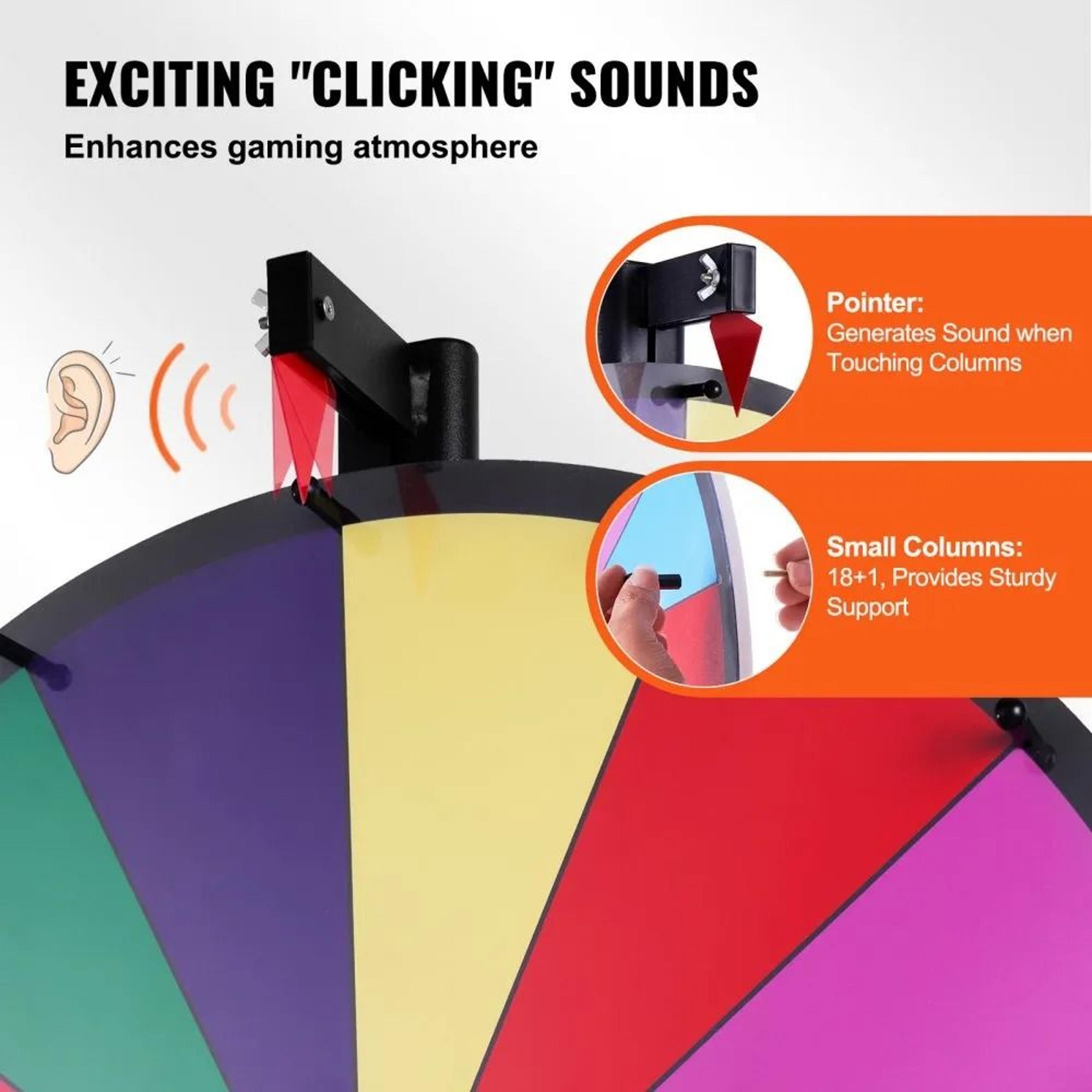 36 Inch Spinning Prize Wheel With 18 Customizable Slots And Floor Stand 2