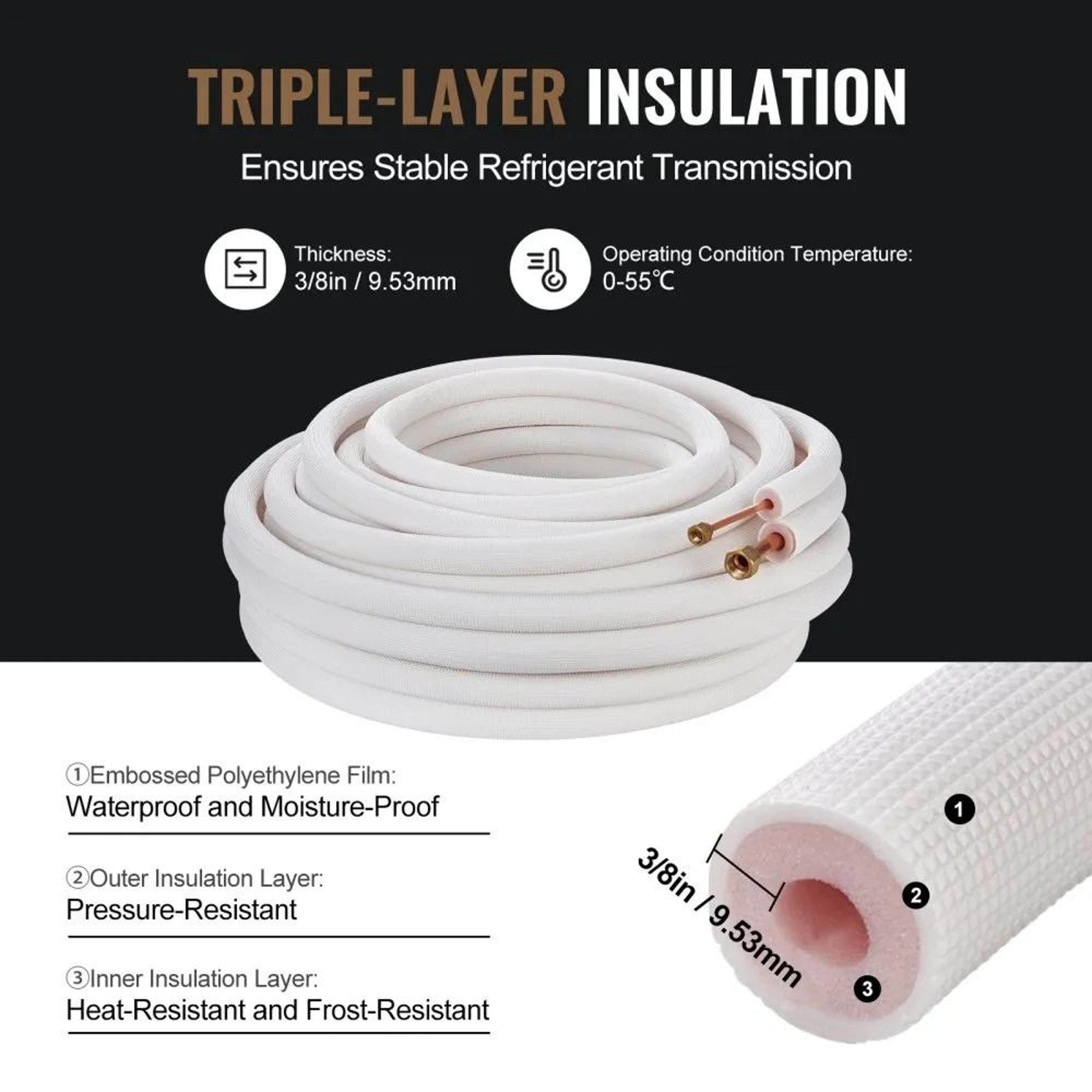 50FT Mini Split Line Set With Insulated Copper Tubing For HVAC And Heat Pump Systems 3