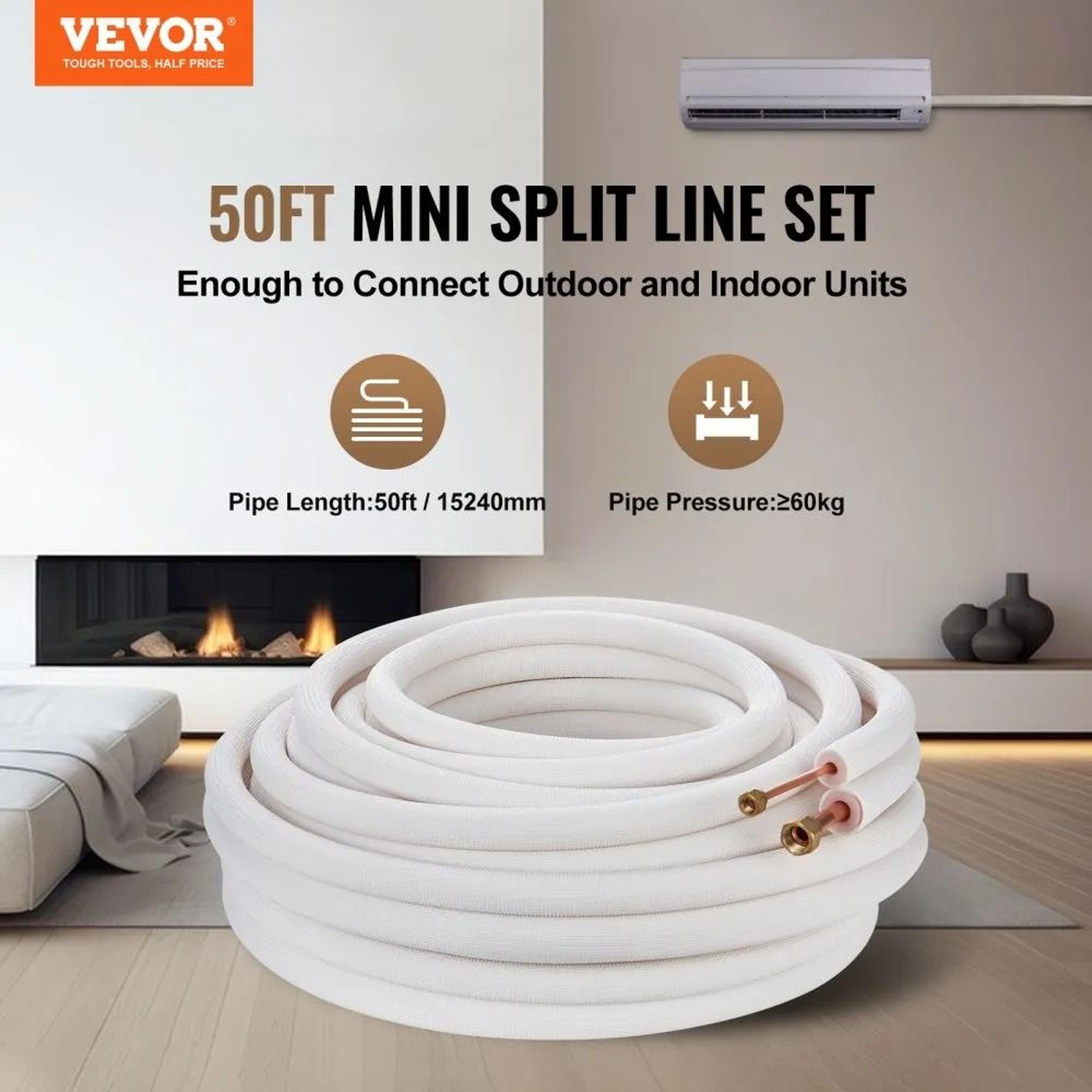 50FT Mini Split Line Set With Insulated Copper Tubing For HVAC And Heat Pump Systems 1
