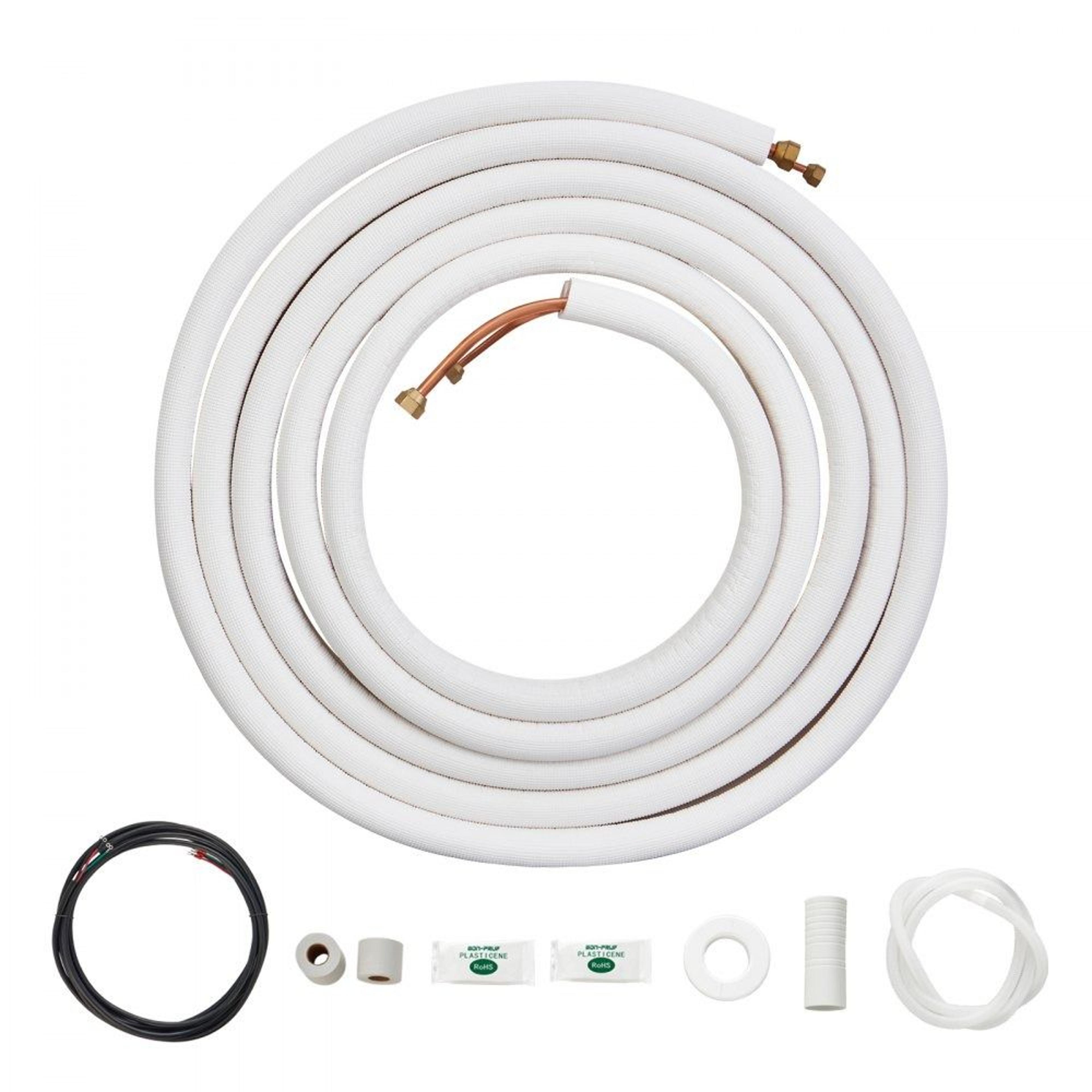 25ft mini split line set with insulated copper tubing and hvac installation accessories