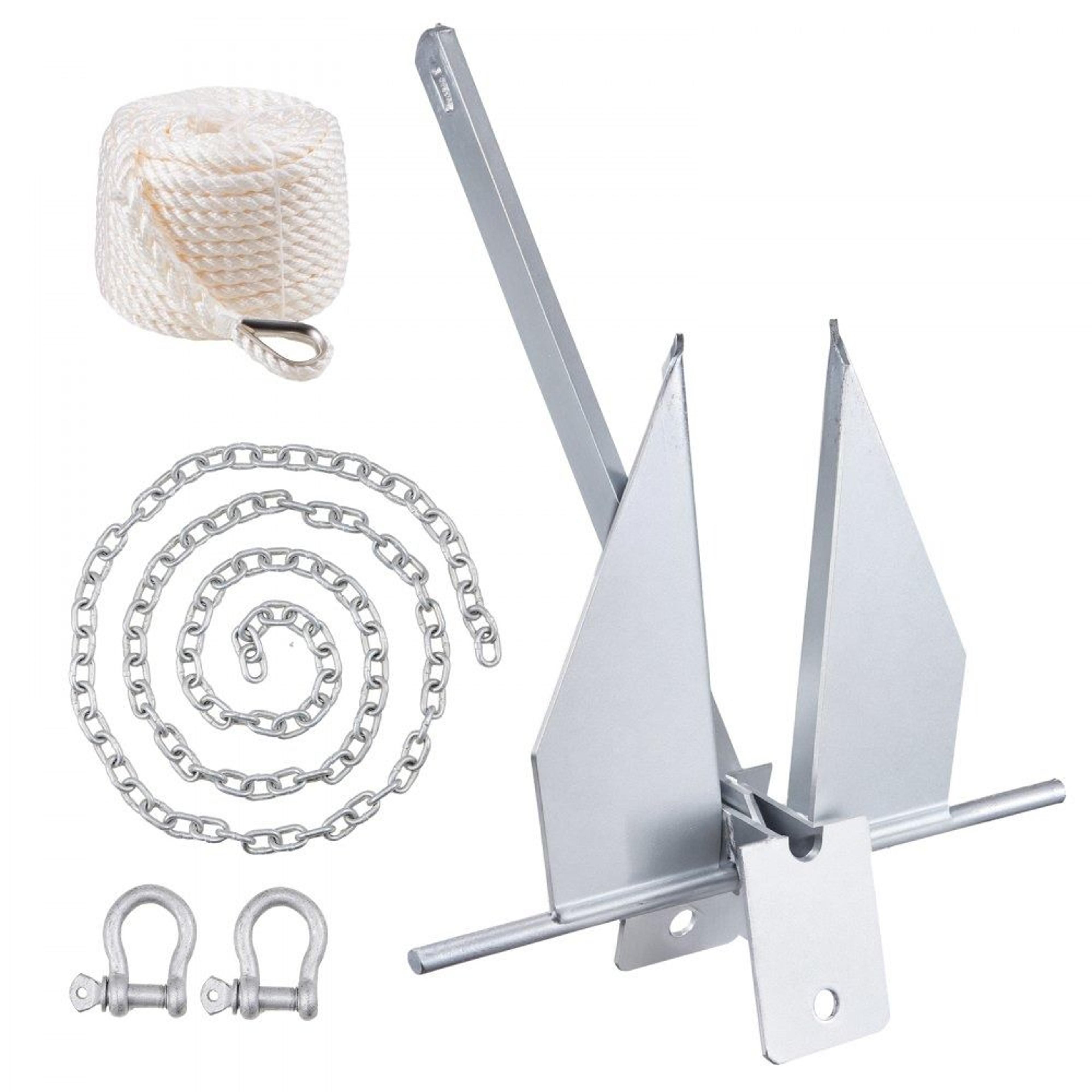 8.5 lb fluke boat anchor kit with chain rope and galvanized steel marine anchor
