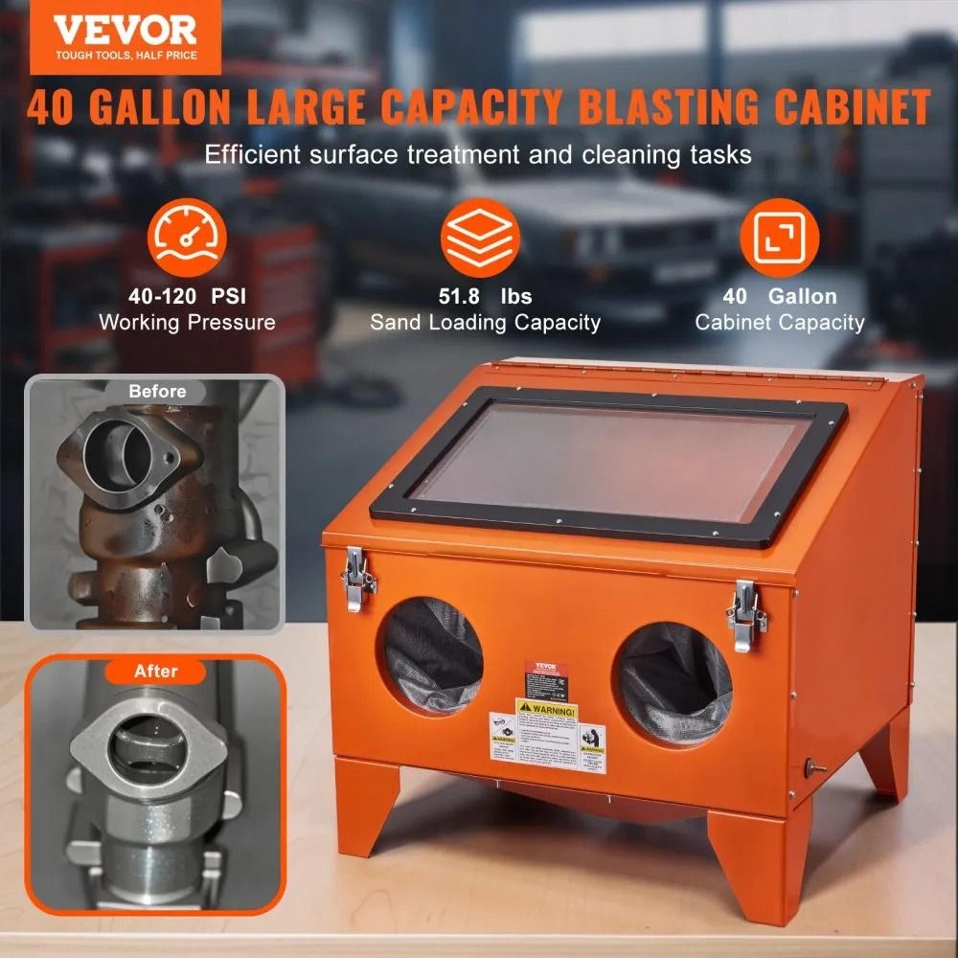 40 Gallon Sandblasting Cabinet Benchtop Sand Blaster For Rust And Paint Removal 1