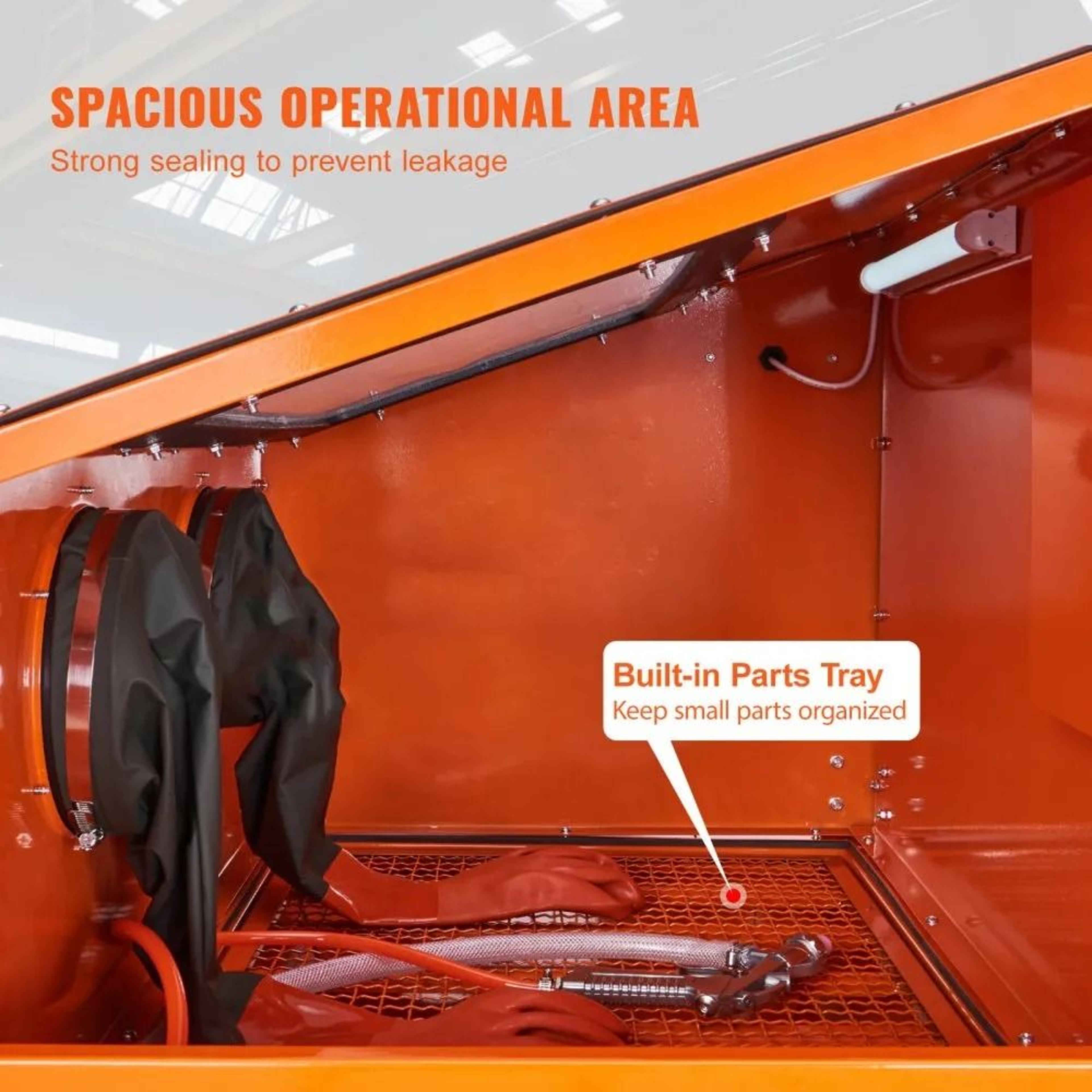90 Gallon Sandblasting Cabinet With Dust Collector For Rust And Paint Removal 6