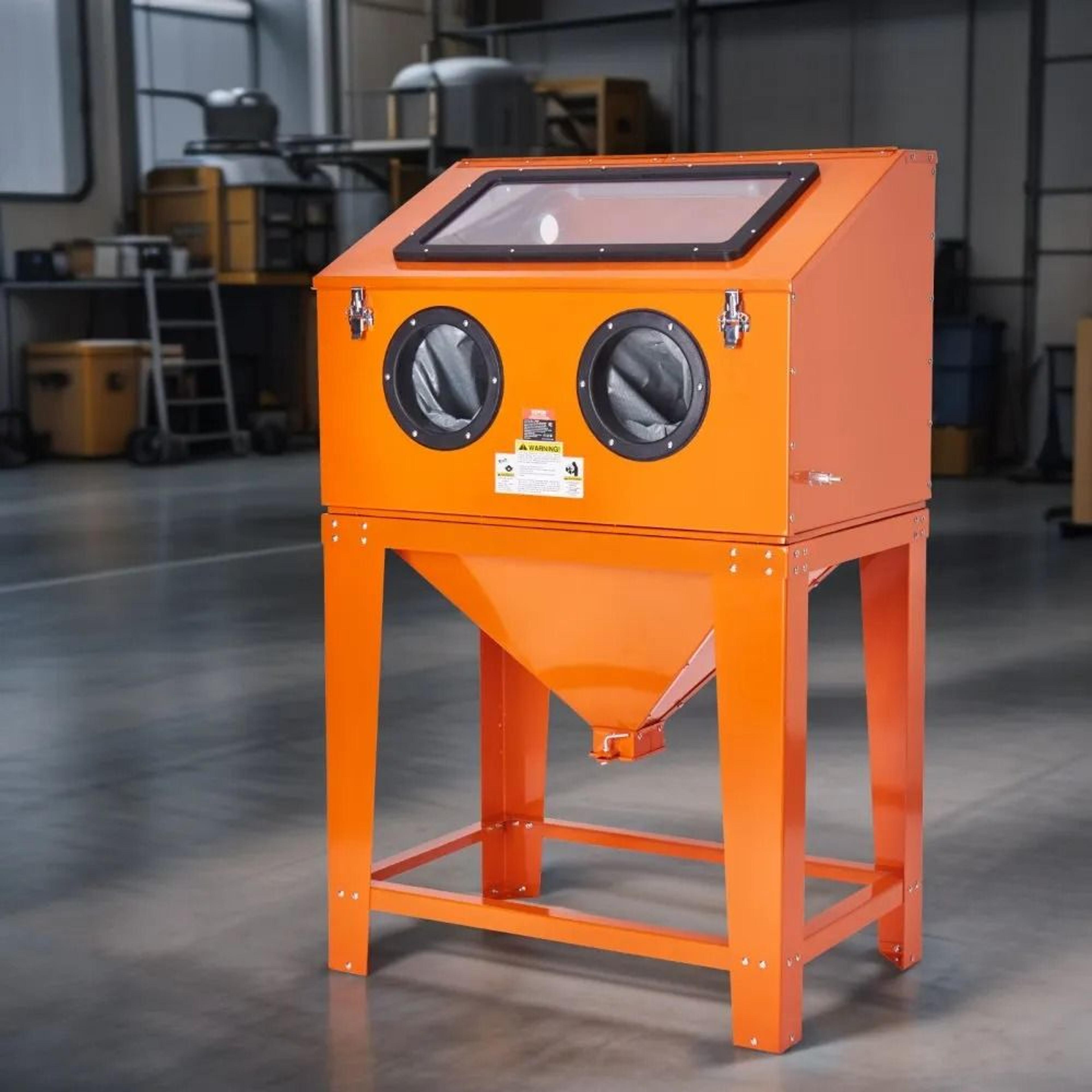 90 Gallon Sandblasting Cabinet With Dust Collector For Rust And Paint Removal 7