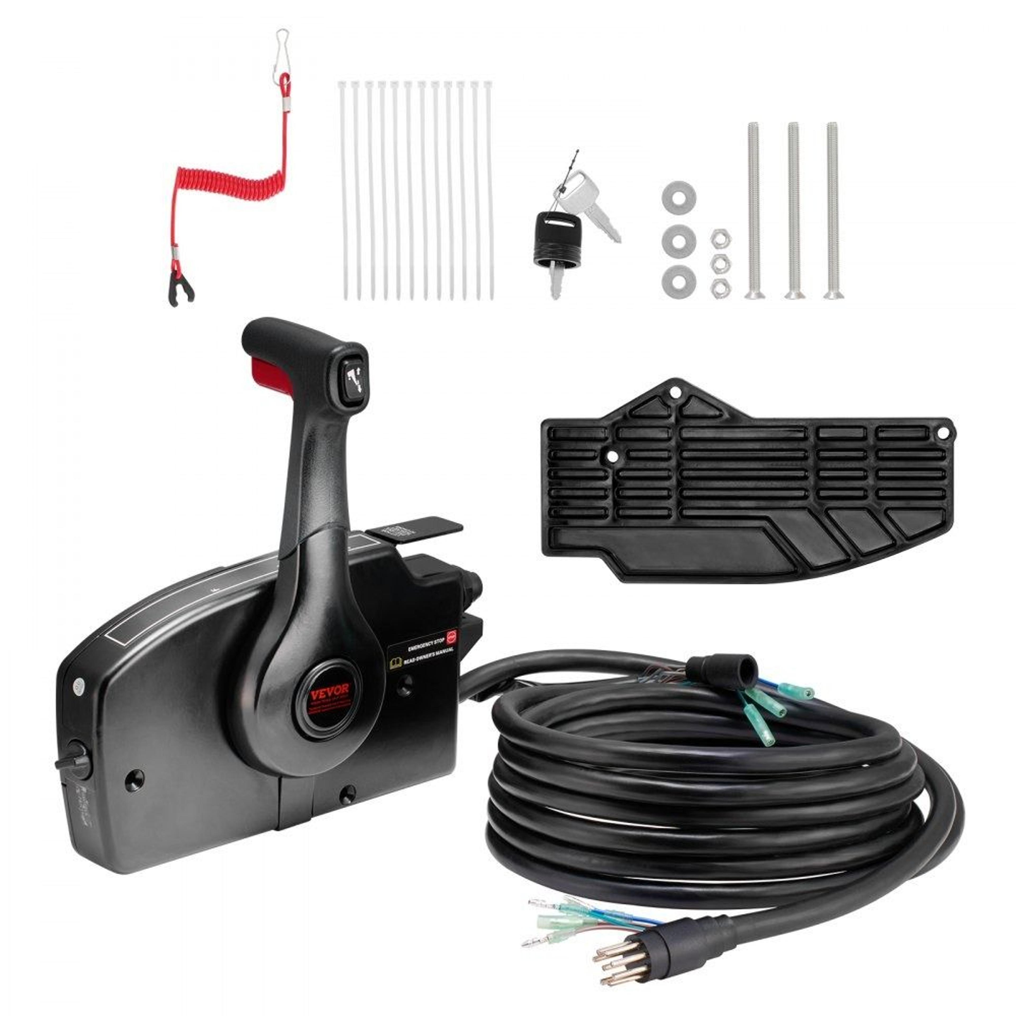mercury outboard throttle control box with power trim and safety lanyard