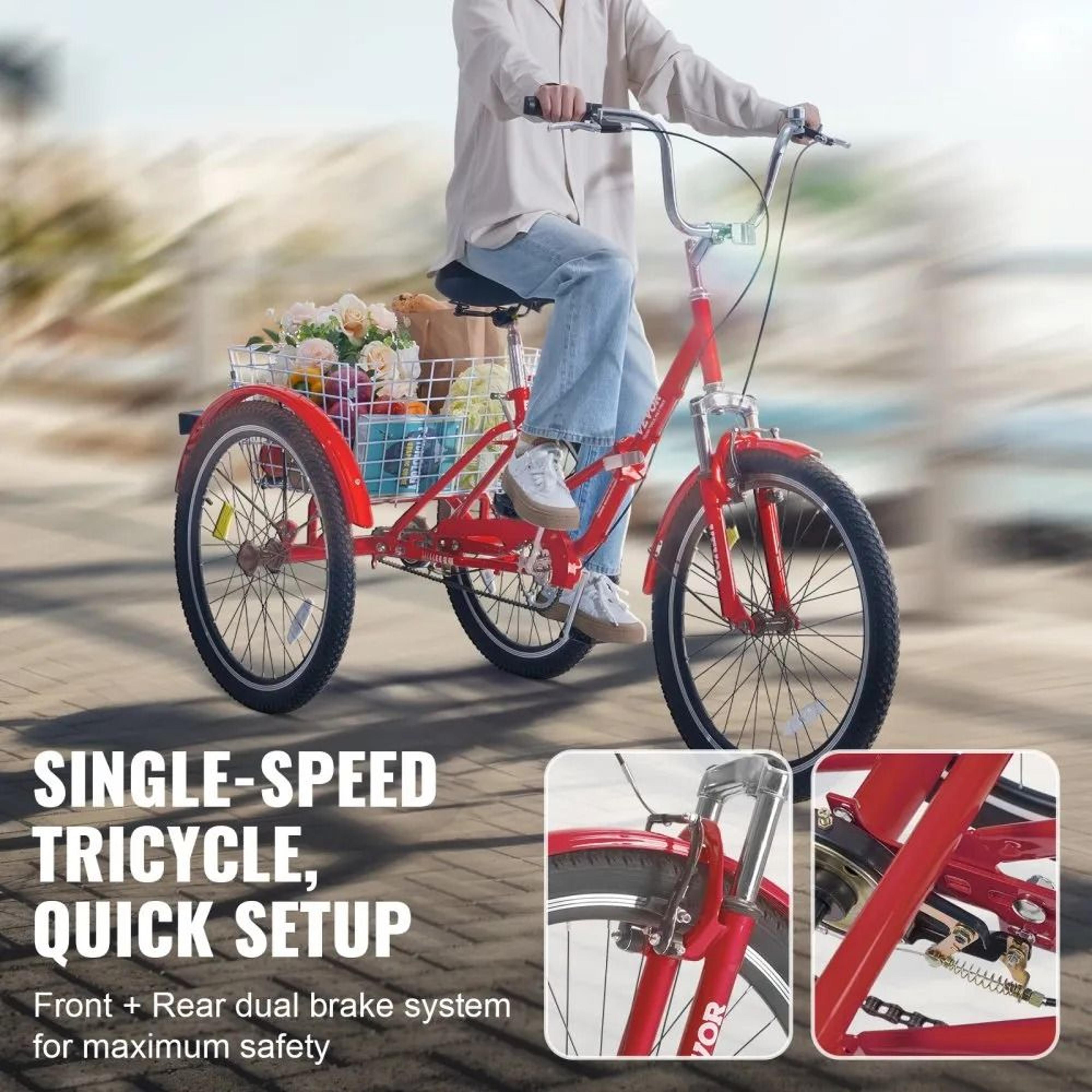 Folding Adult Tricycle With Large Basket Adjustable Seat And Stable 3 Wheel Cruiser Design 5