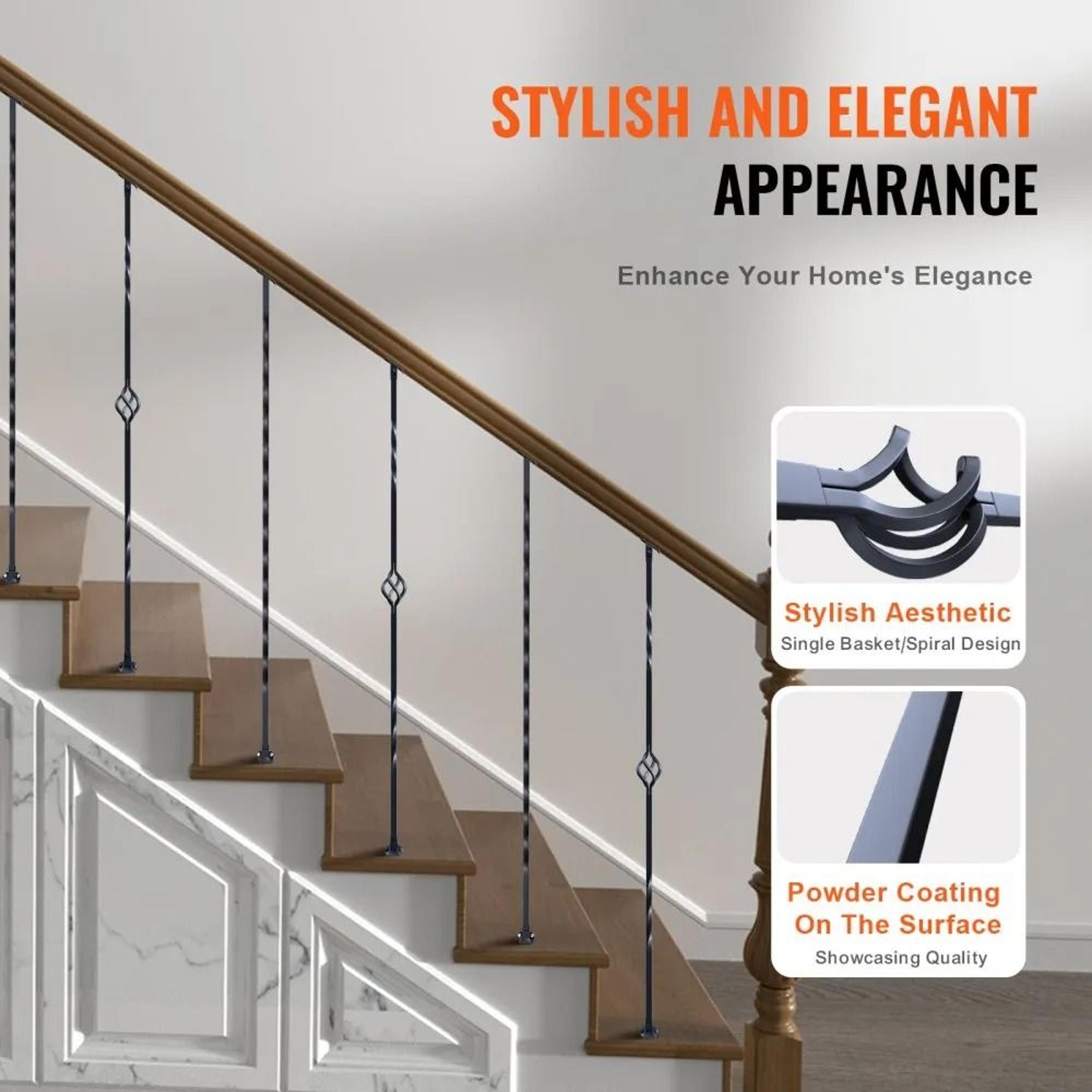 Decorative Metal Stair Balusters 44 Inch Galvanized Steel Railing Spindles 10 Pack 4