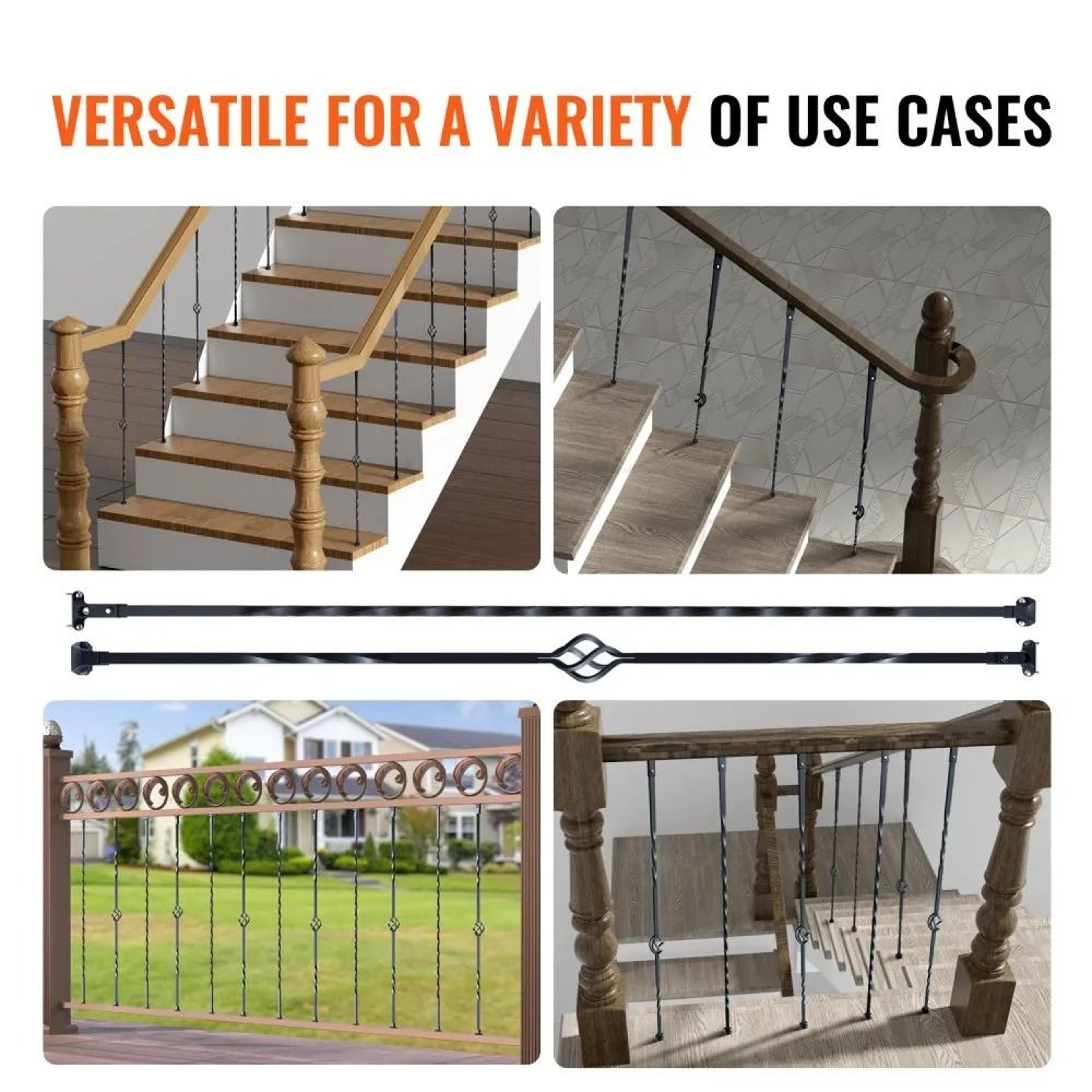 Decorative Metal Stair Balusters 44 Inch Galvanized Steel Railing Spindles 10 Pack 2