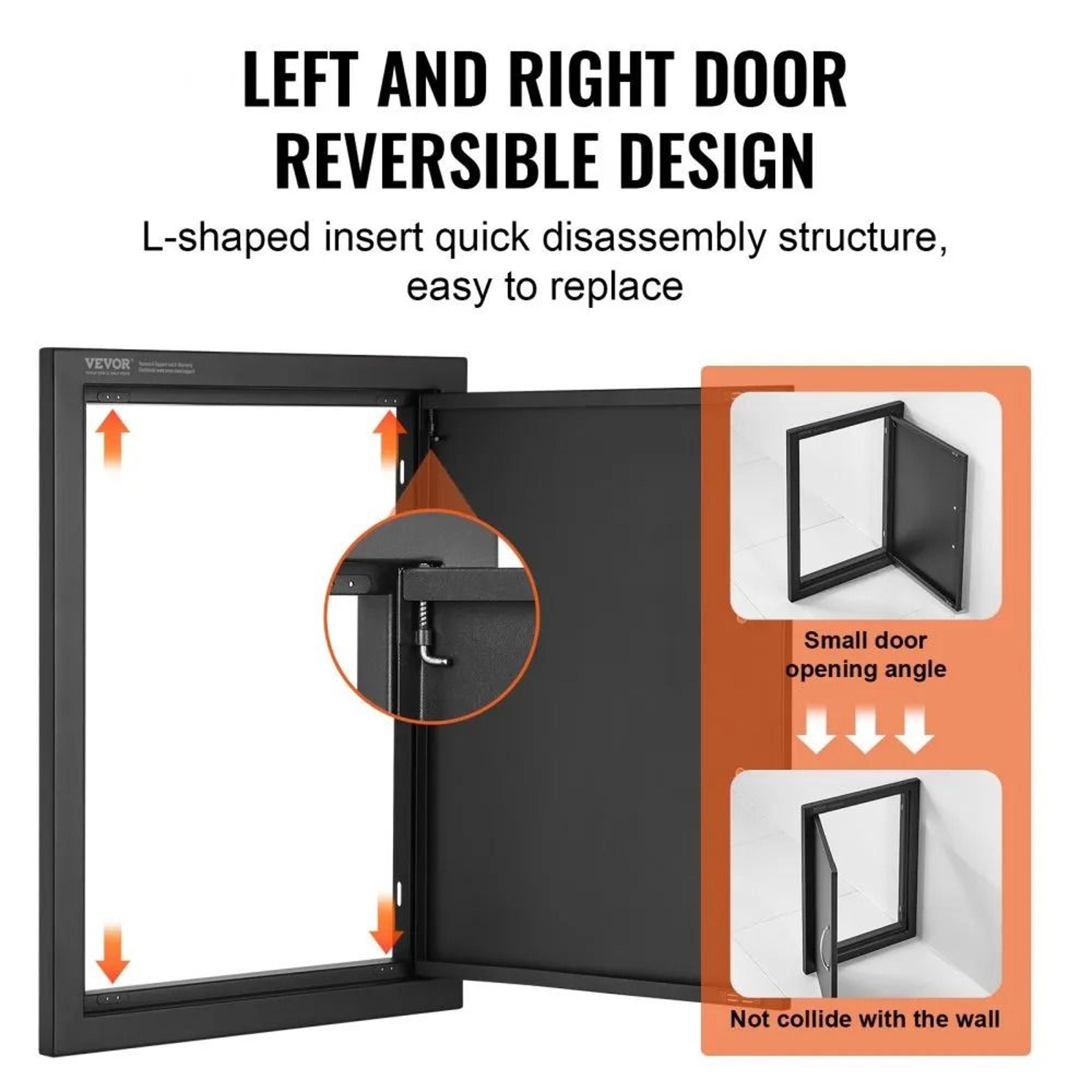 16 X 22 BBQ Access Door Matte Black Outdoor Kitchen Cabinet Door 4