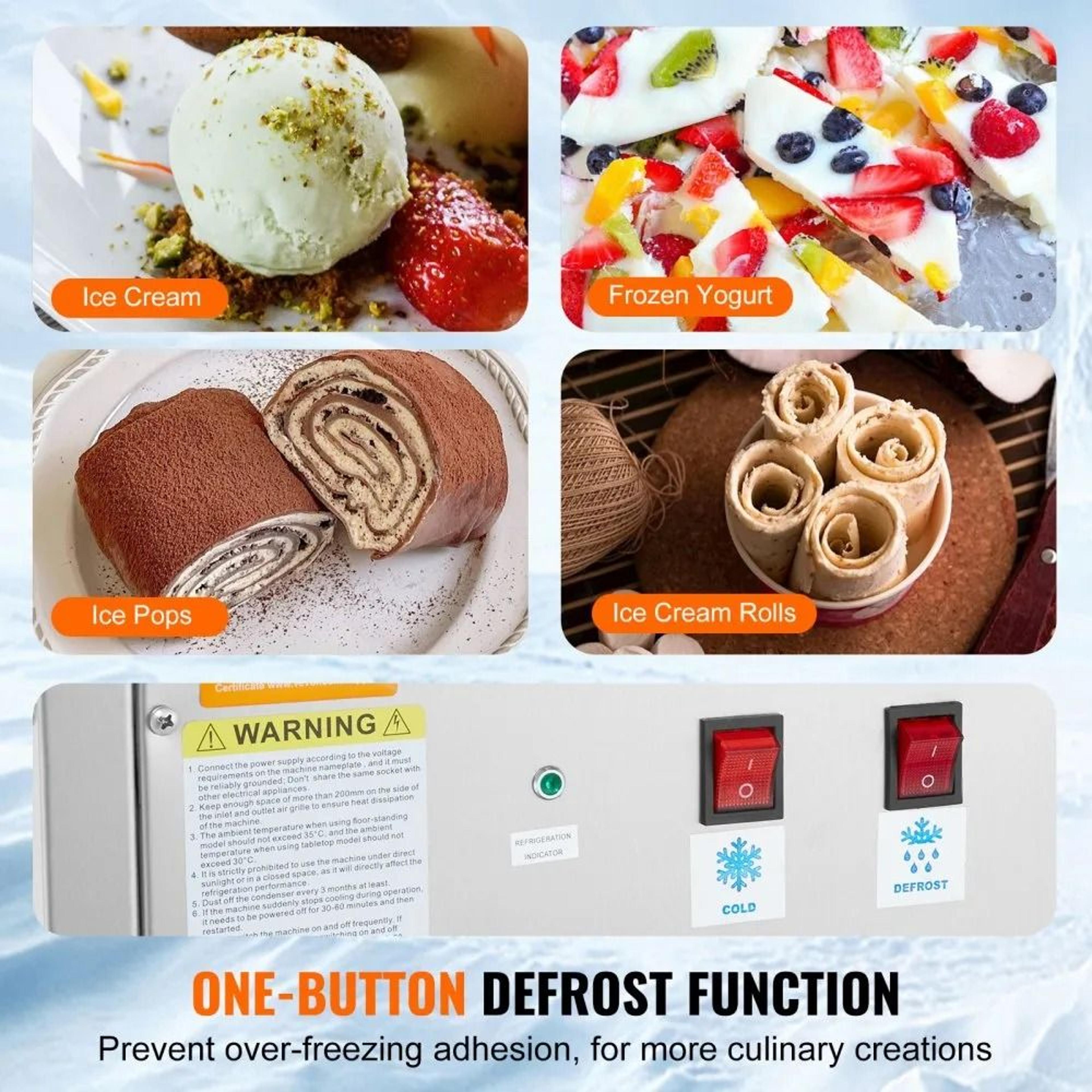 Rapid Freeze Rolled Ice Cream Maker With Stainless Steel Pan And Defrost Function 4