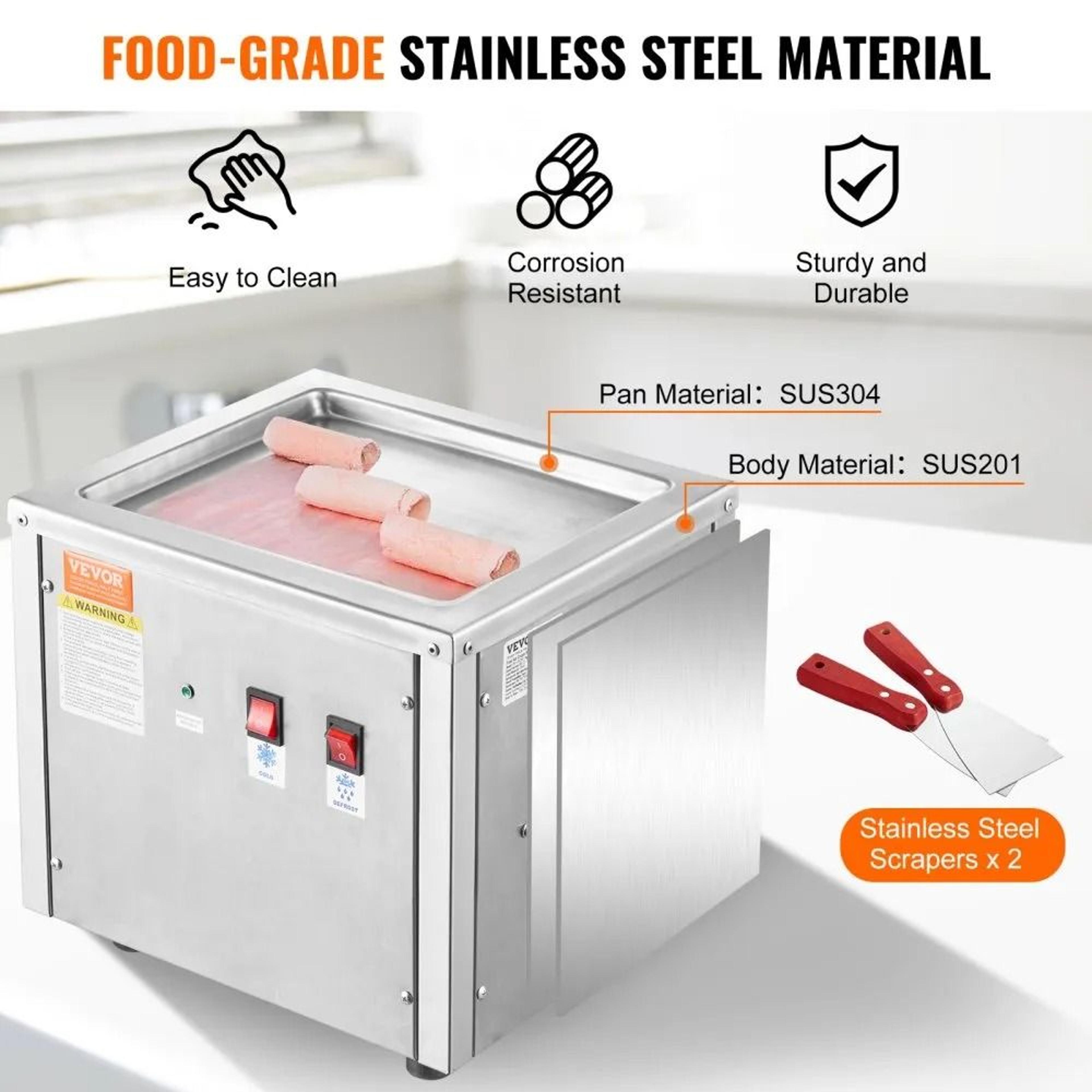 Rapid Freeze Rolled Ice Cream Maker With Stainless Steel Pan And Defrost Function 2