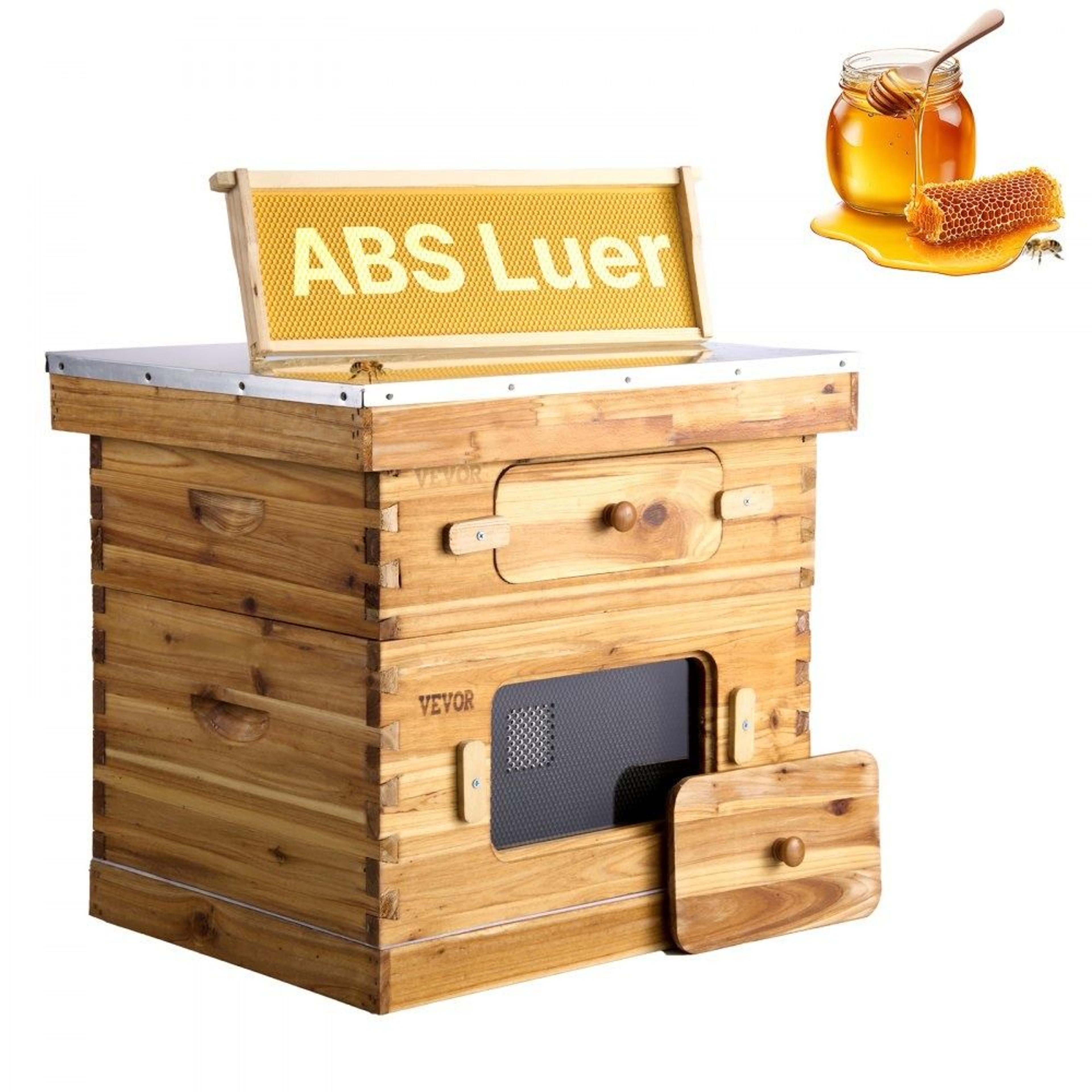 20 frame langstroth beehive starter kit with observation windows and beeswax coated fir wood