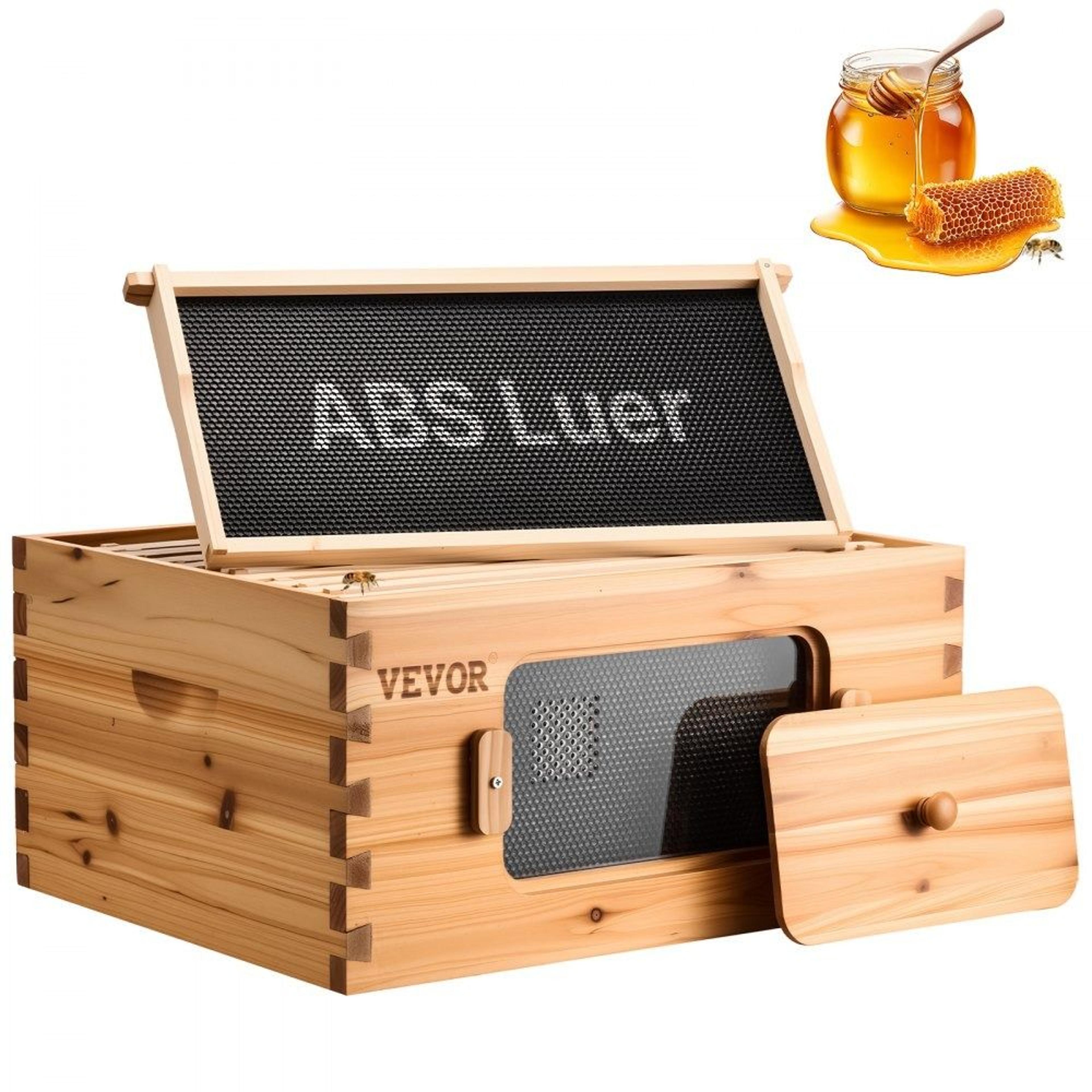 beeswax coated langstroth beehive kit with 10 frames and observation windows