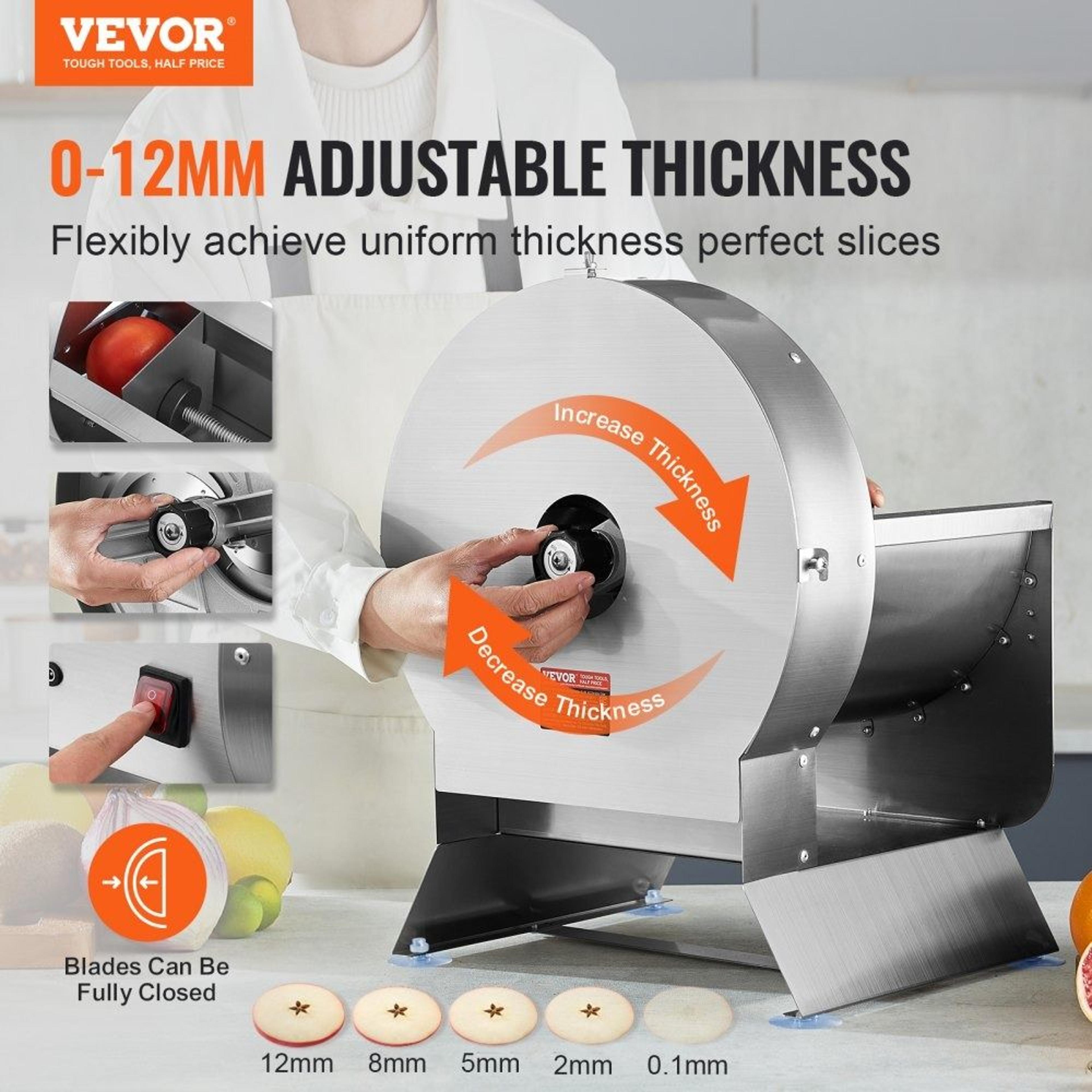 Commercial Electric Vegetable Slicer With Adjustable Thickness And Manual Mode 1