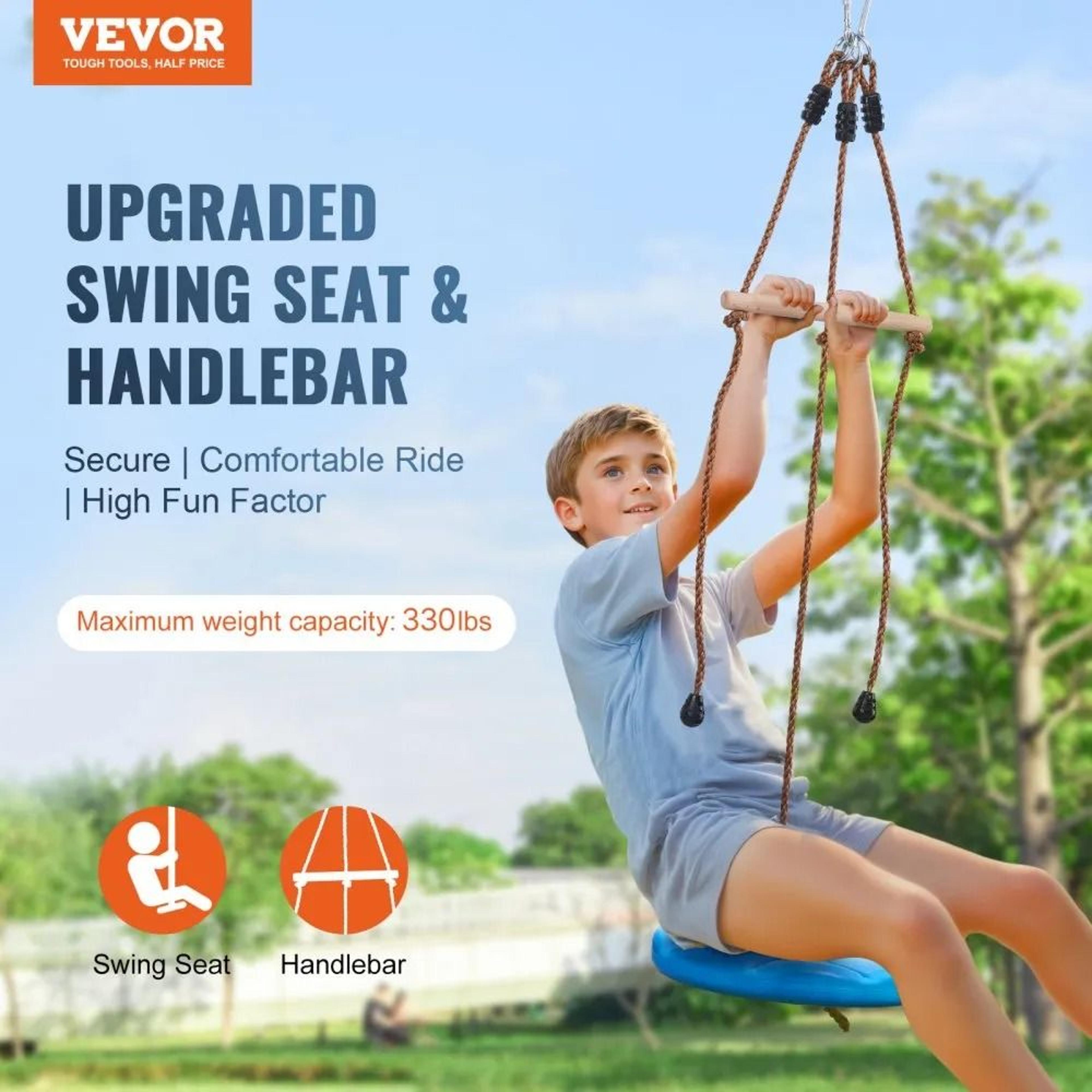 52 Ft Backyard Zipline Kit With Safety Harness Swing Seat And Handlebar 1