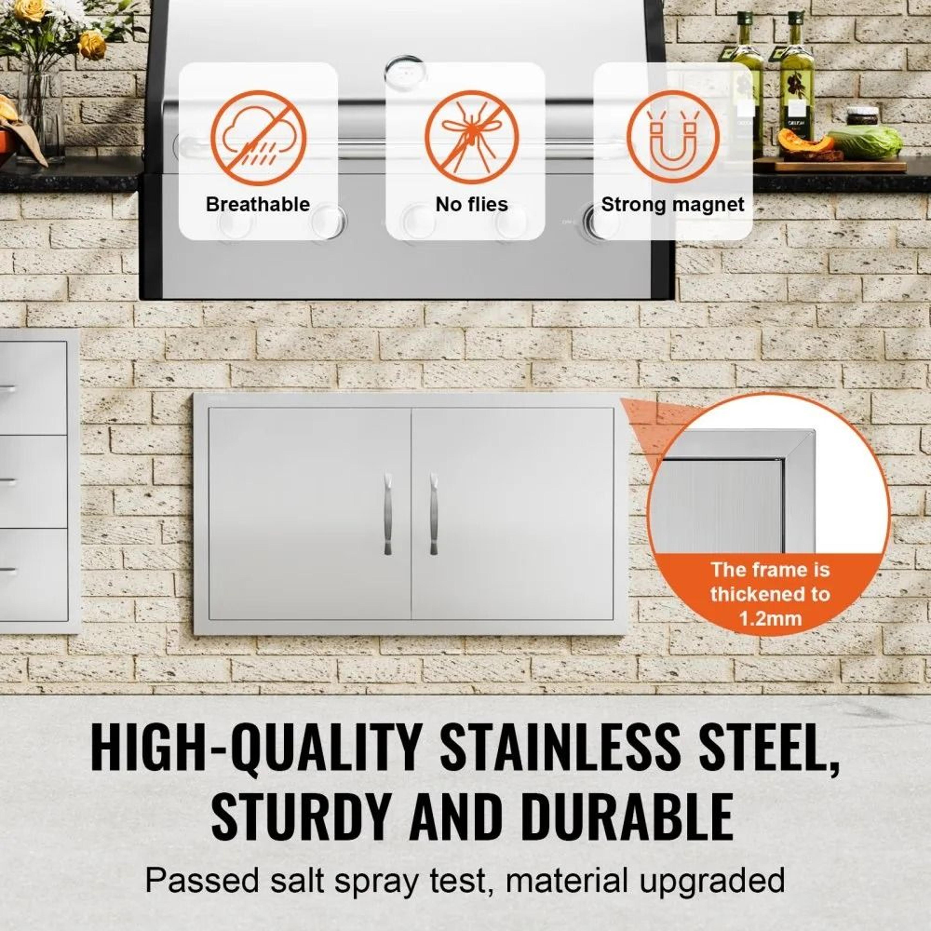 Stainless Steel BBQ Access Door 34 X 19 Double Outdoor Kitchen Cabinet Door 1