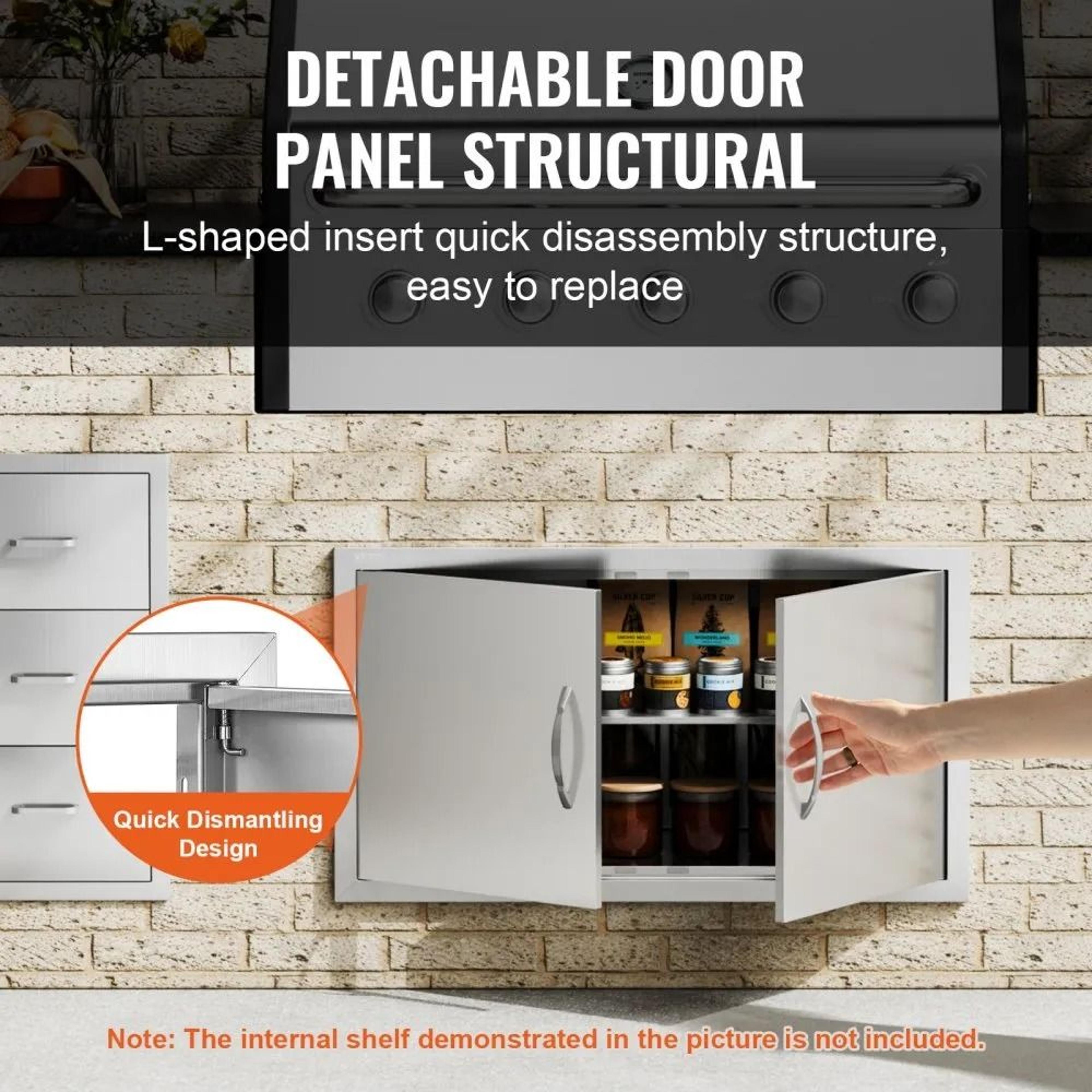 Stainless Steel BBQ Access Door 34 X 19 Double Outdoor Kitchen Cabinet Door 5