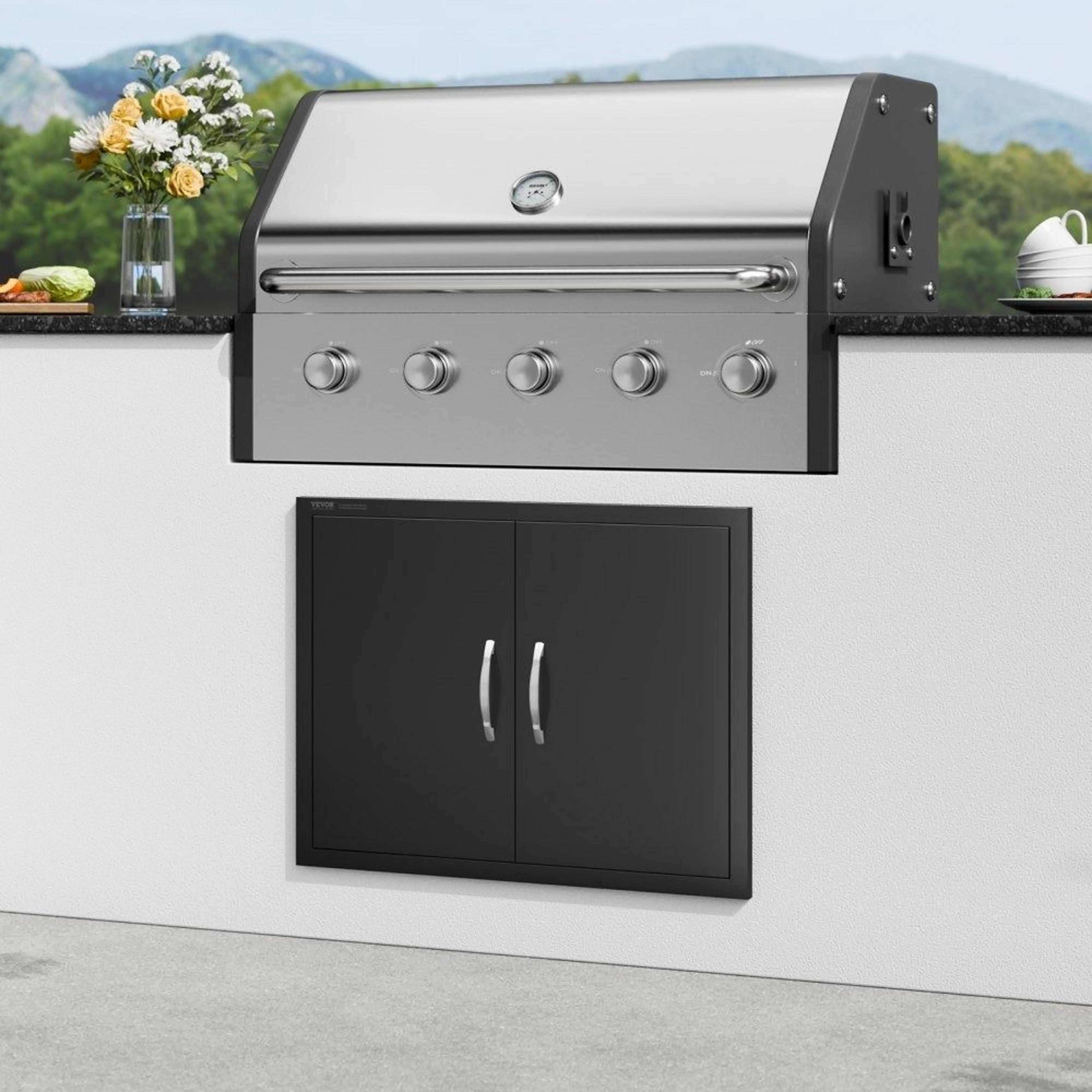 Matte Black BBQ Access Door 31 X 24 Inch Double Outdoor Kitchen Cabinet Door 3