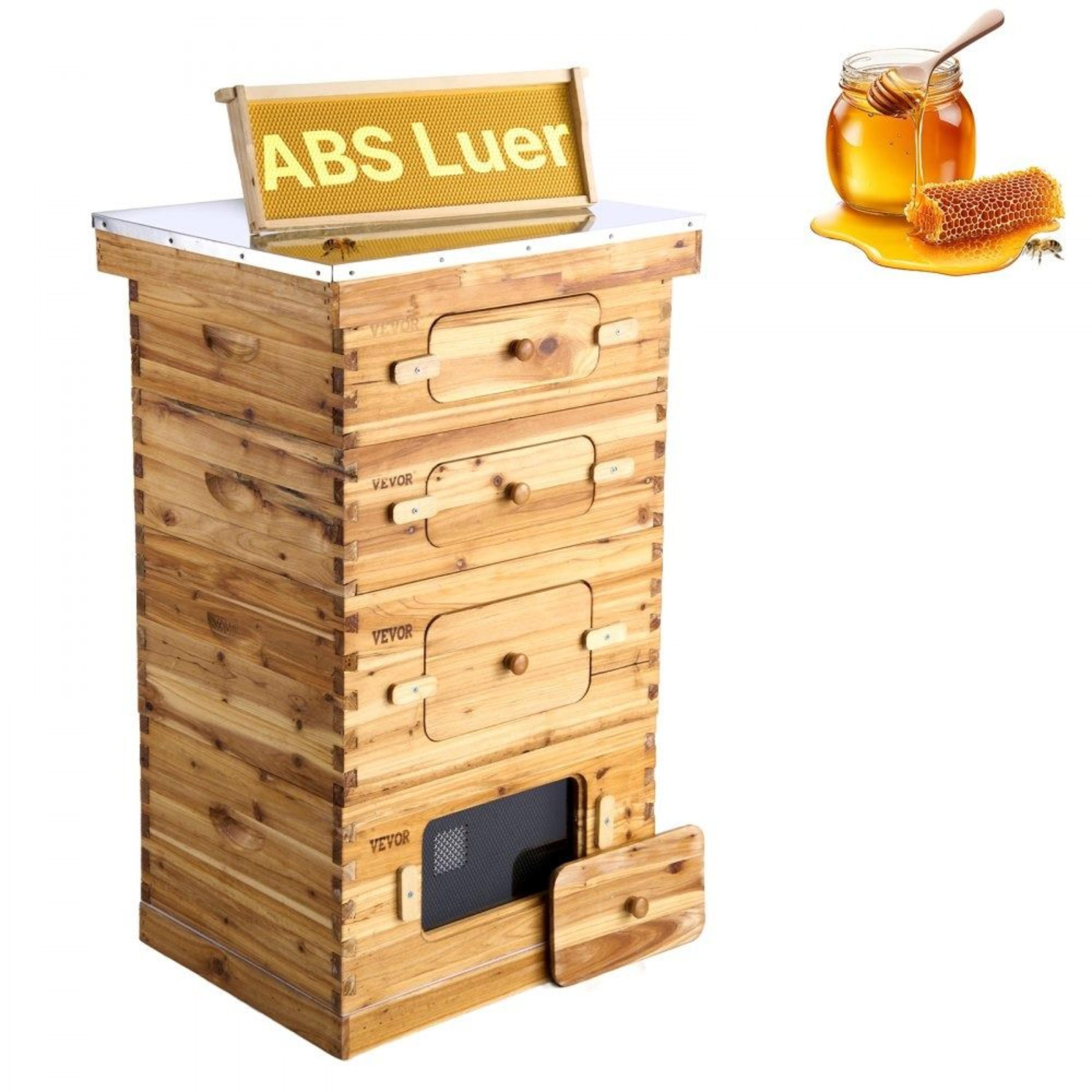 40 frame langstroth beehive starter kit with beeswax coated wood and observation windows