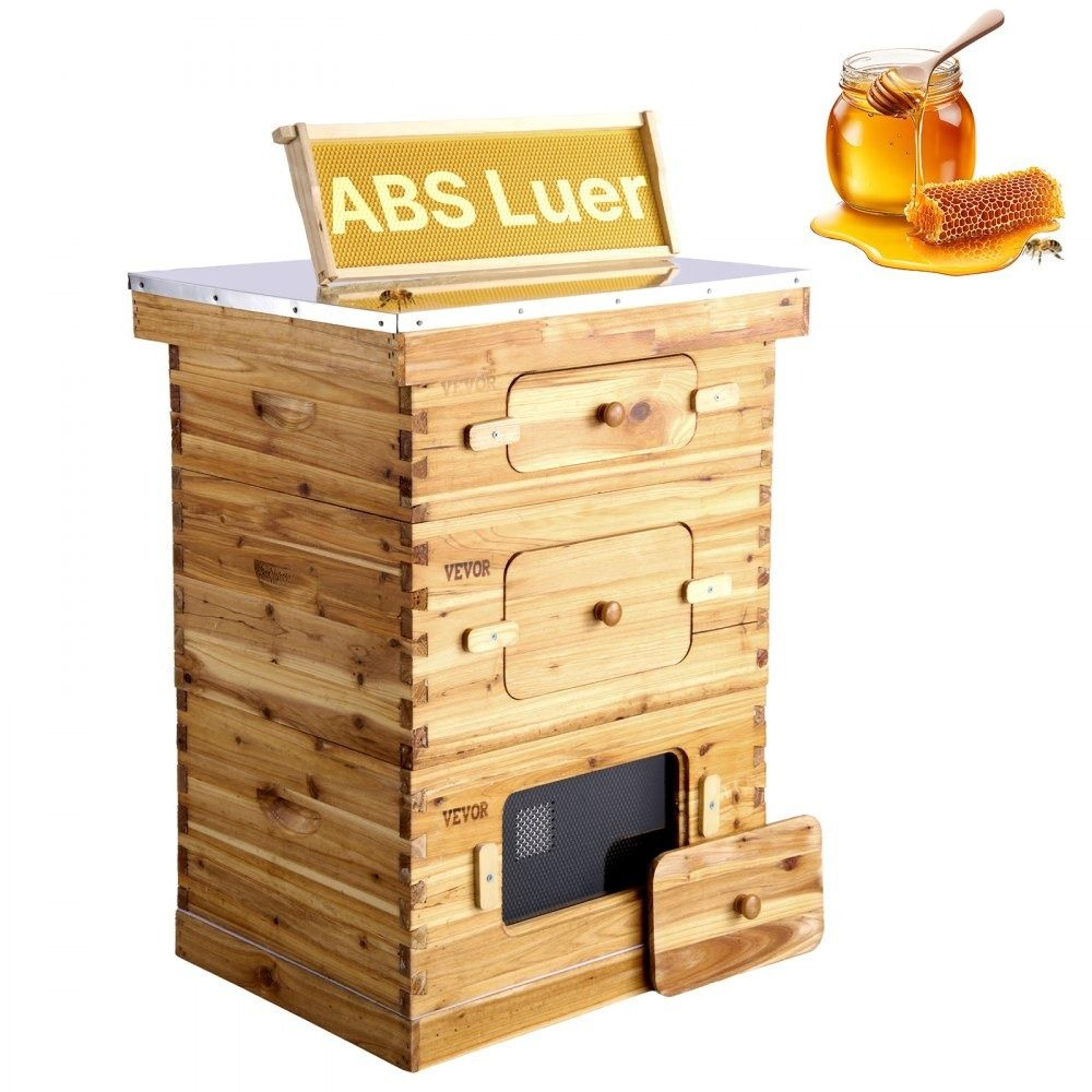 30 frame langstroth beehive starter kit with beeswax coated fir wood and observation windows