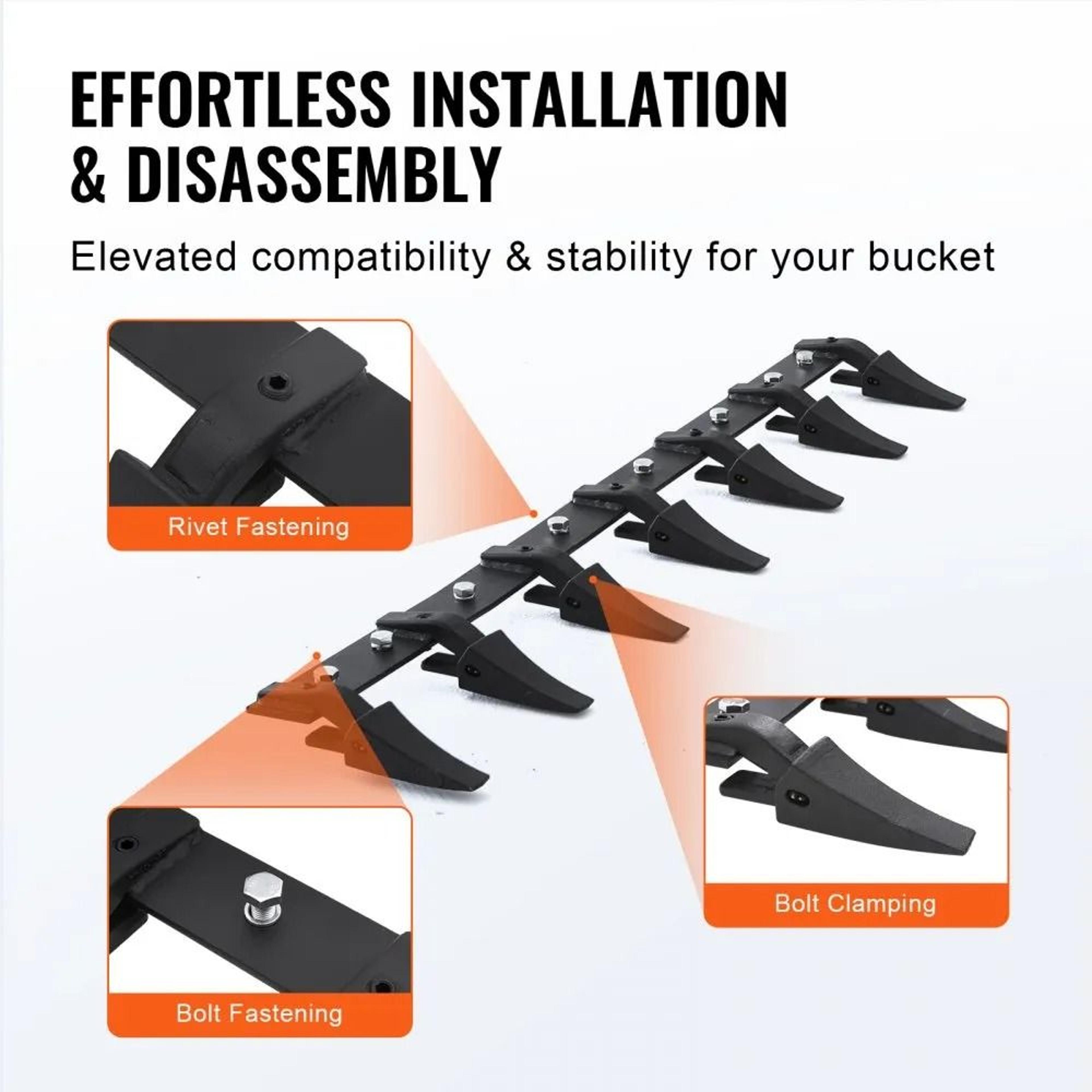60 Inch Heavy Duty Bucket Tooth Bar With 7 Teeth For Tractor Loader And Skid Steer 5