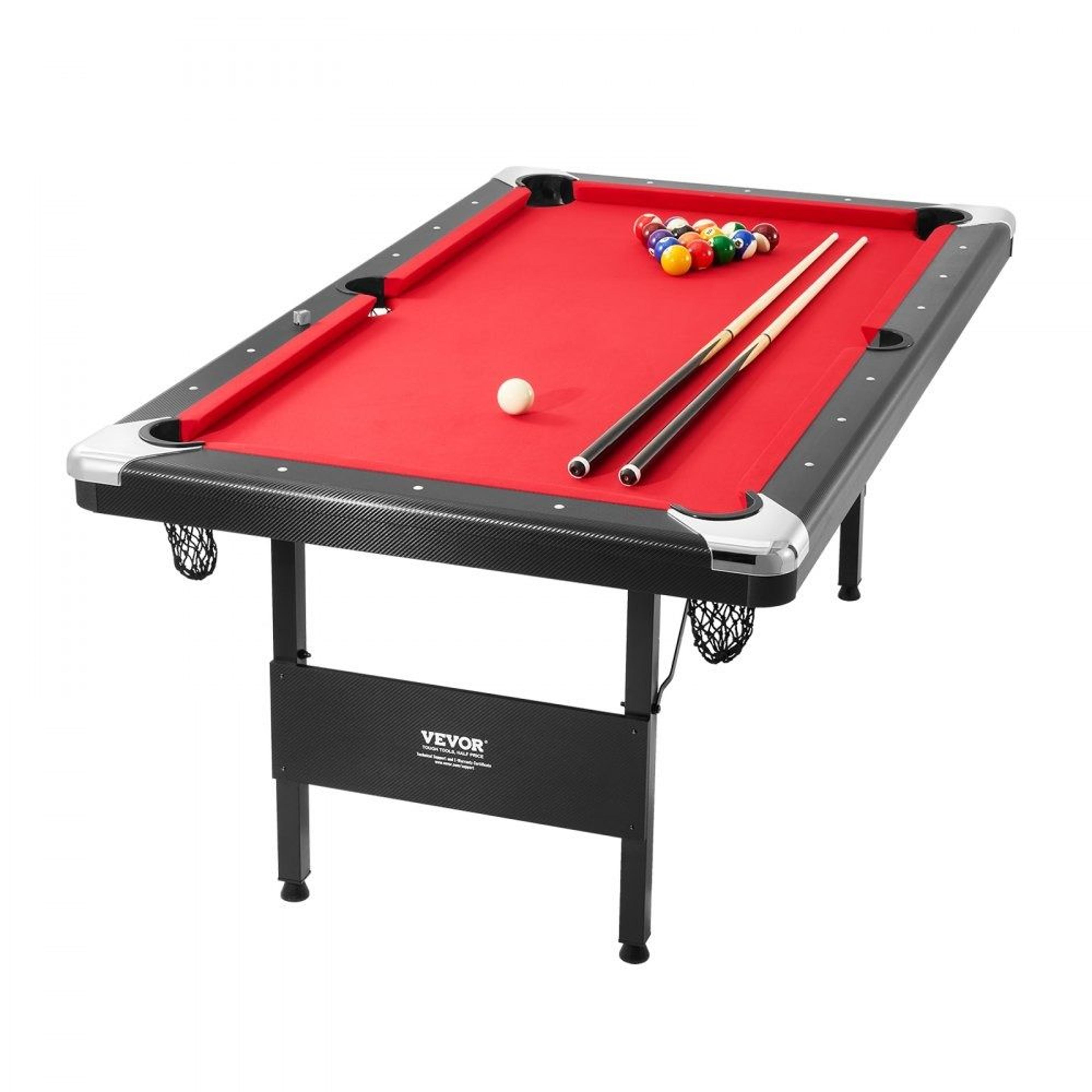 6.3 ft foldable pool table portable billiards table set for home game rooms