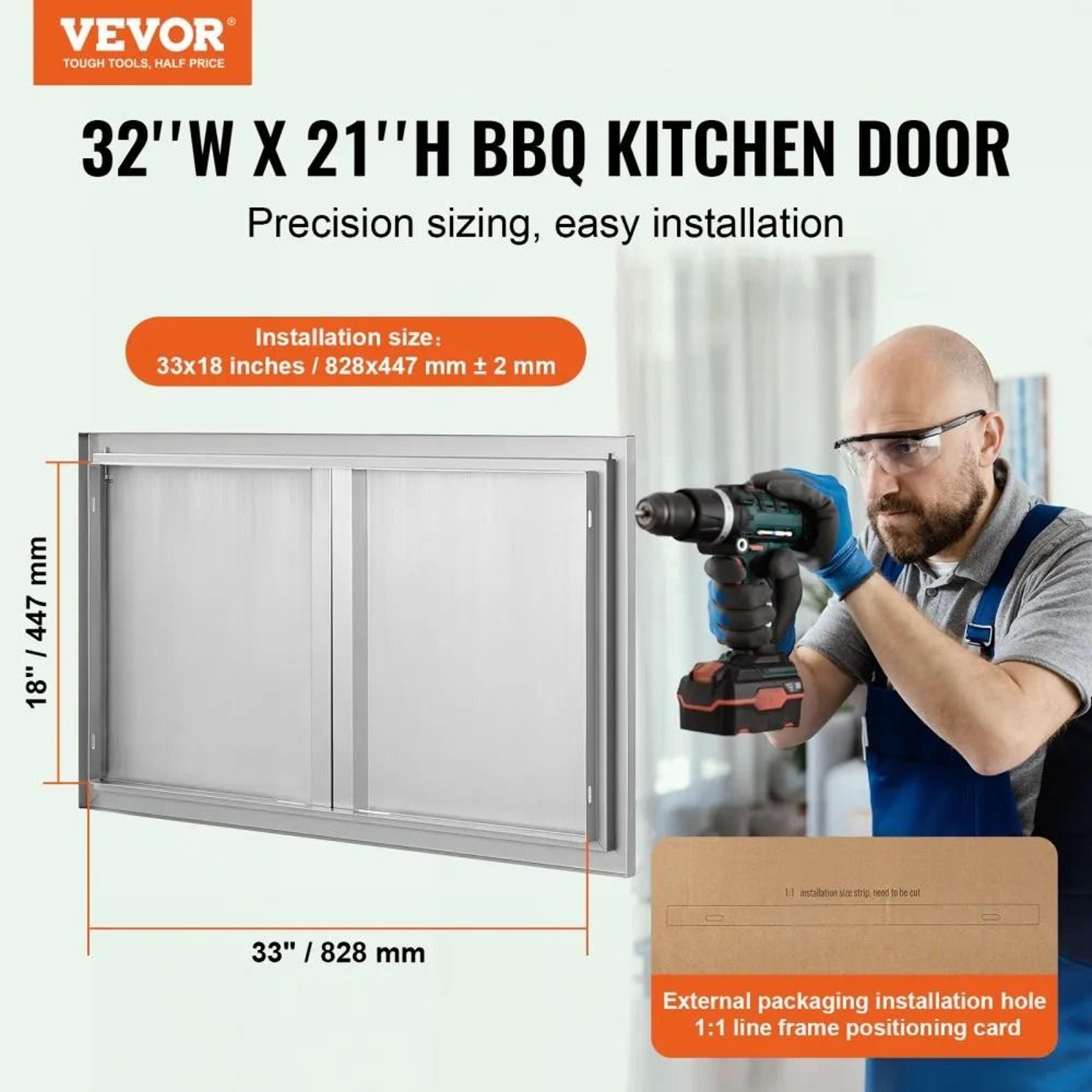 Stainless Steel BBQ Access Door For Outdoor Kitchen Grill Islands 1