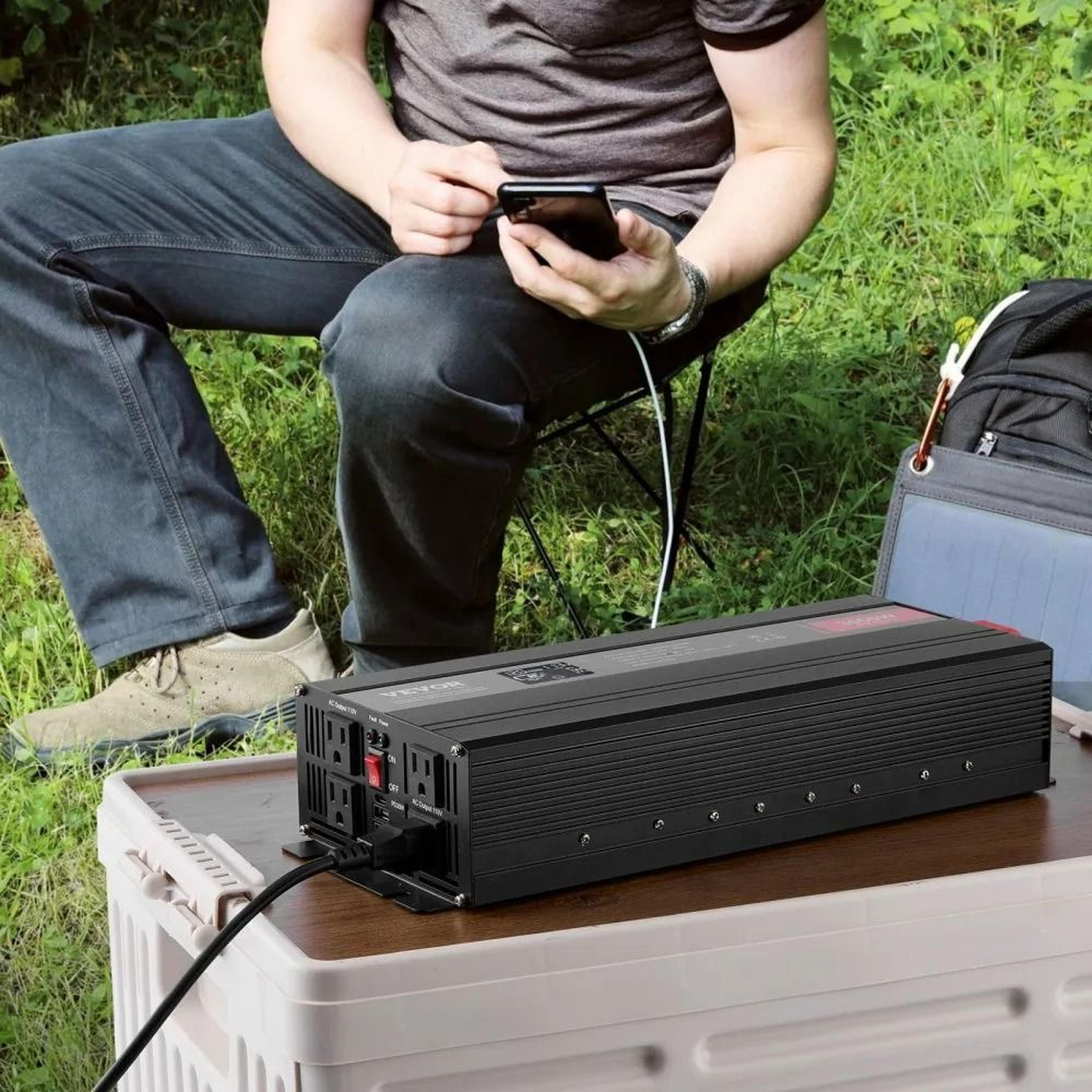 3000W Pure Sine Wave Power Inverter 12V To 120V With LCD Remote Control And USB Charging 6
