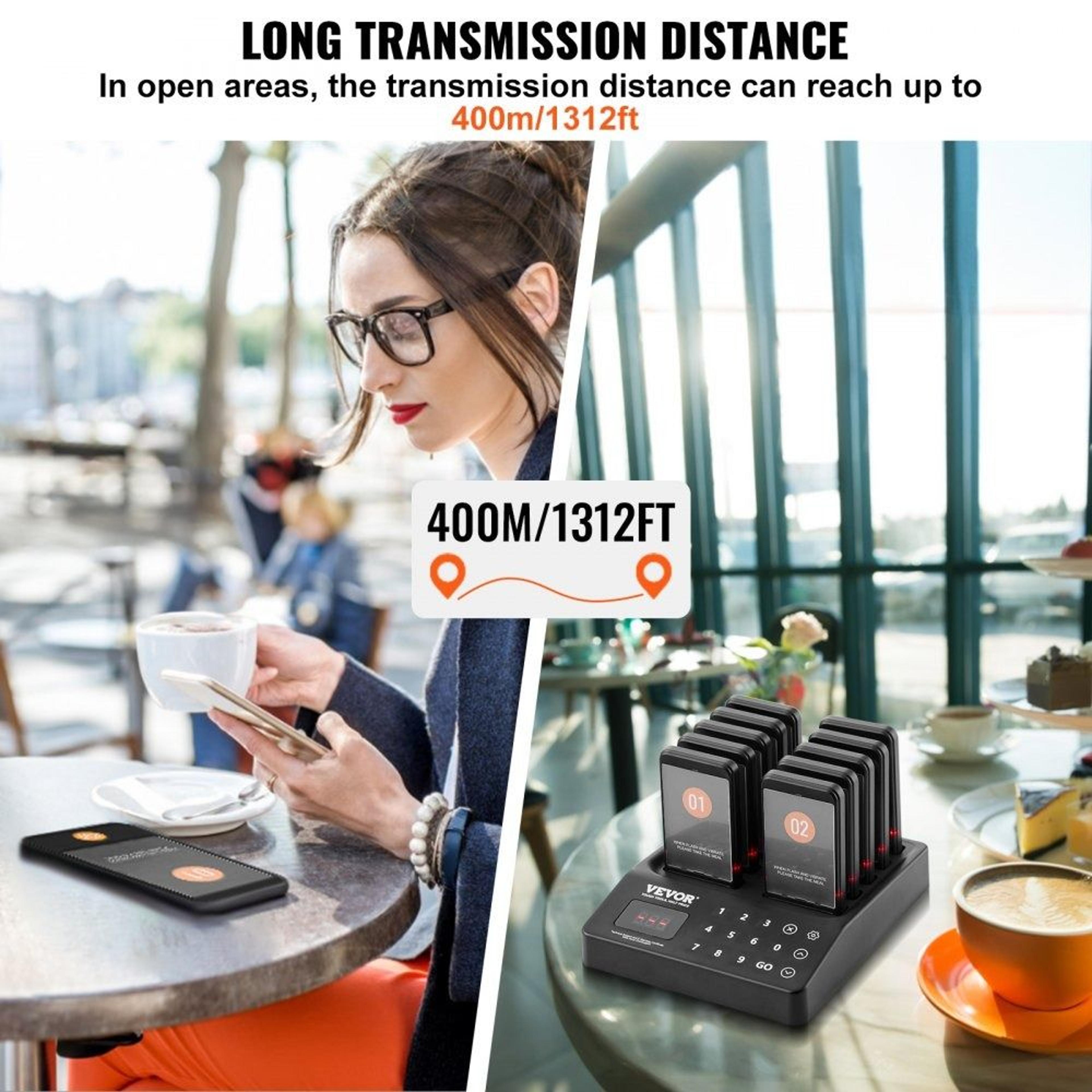 Wireless Restaurant Pager System With 20 Guest Buzzers Long Range Queue Calling System 3