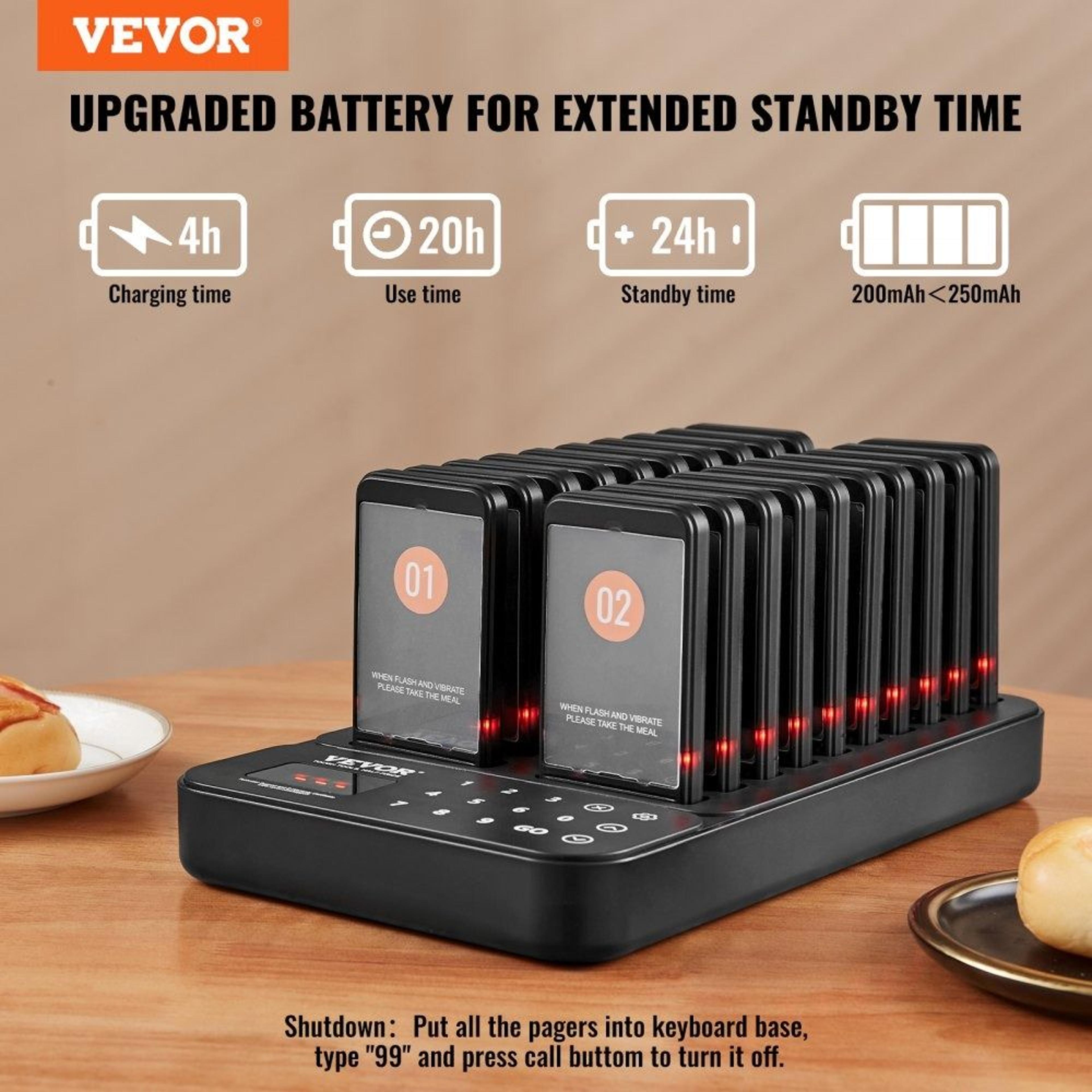 Wireless Restaurant Pager System With 20 Guest Buzzers Long Range Queue Calling System 1