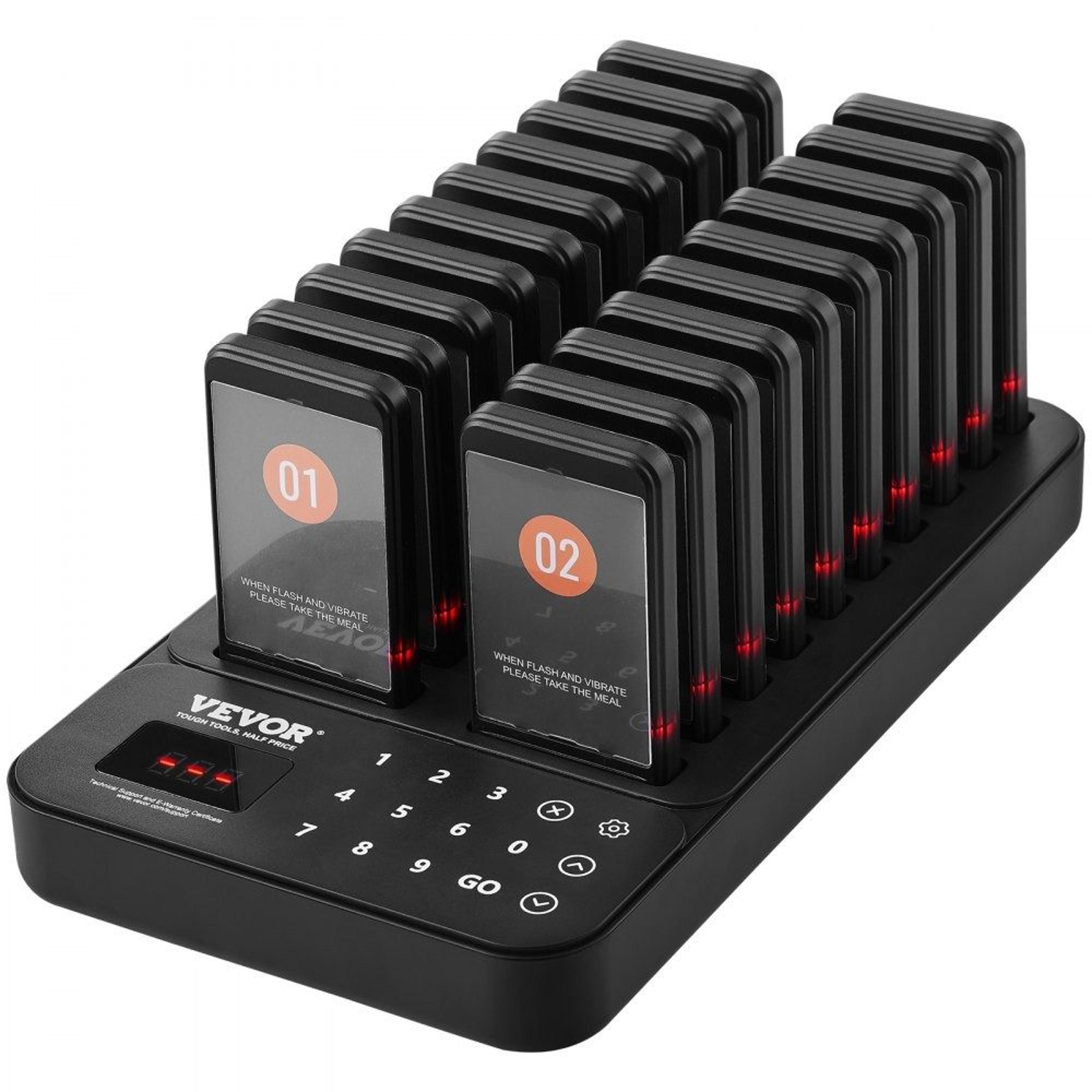 wireless restaurant pager system with 20 guest buzzers long range queue calling system