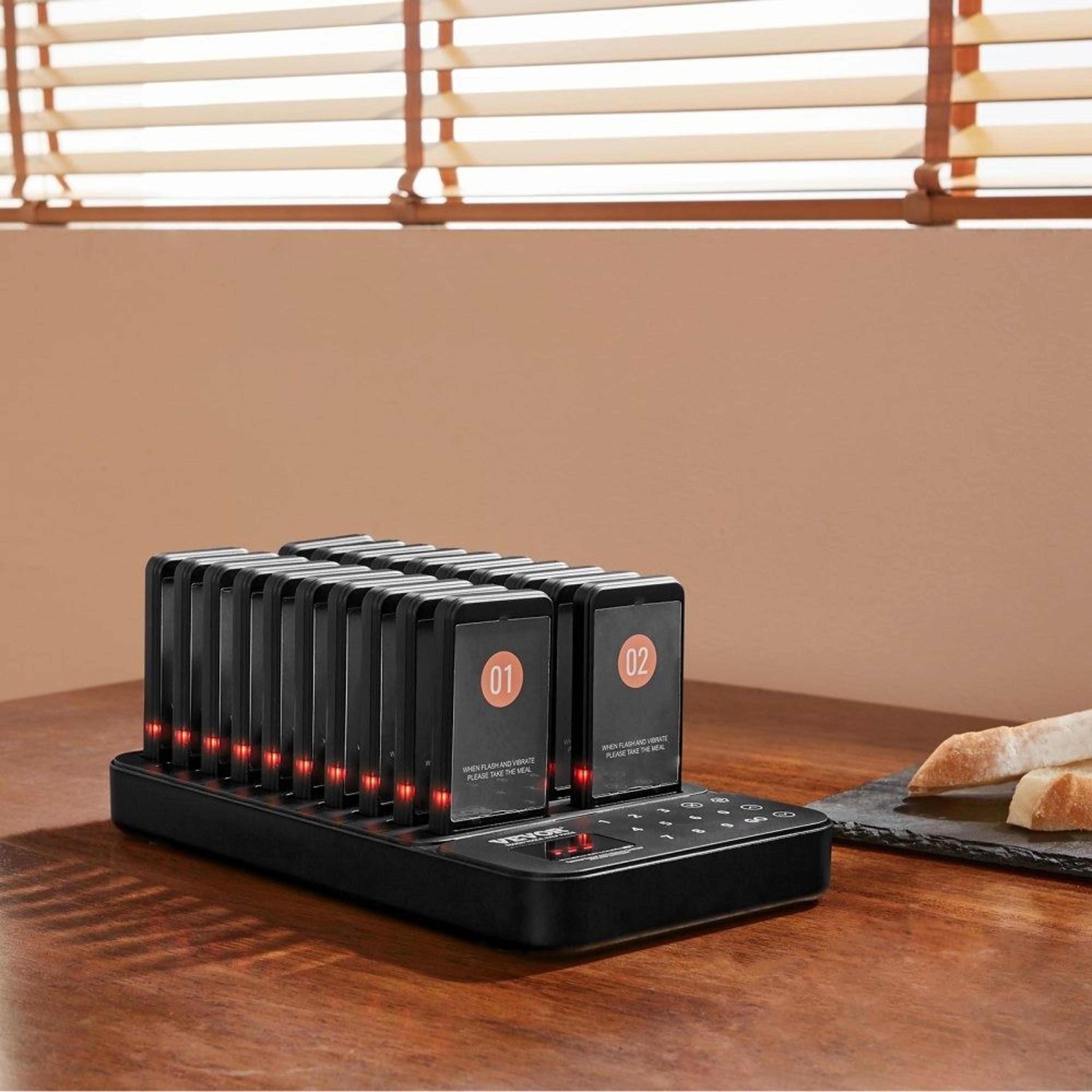 Wireless Restaurant Pager System With 20 Guest Buzzers Long Range Queue Calling System 6