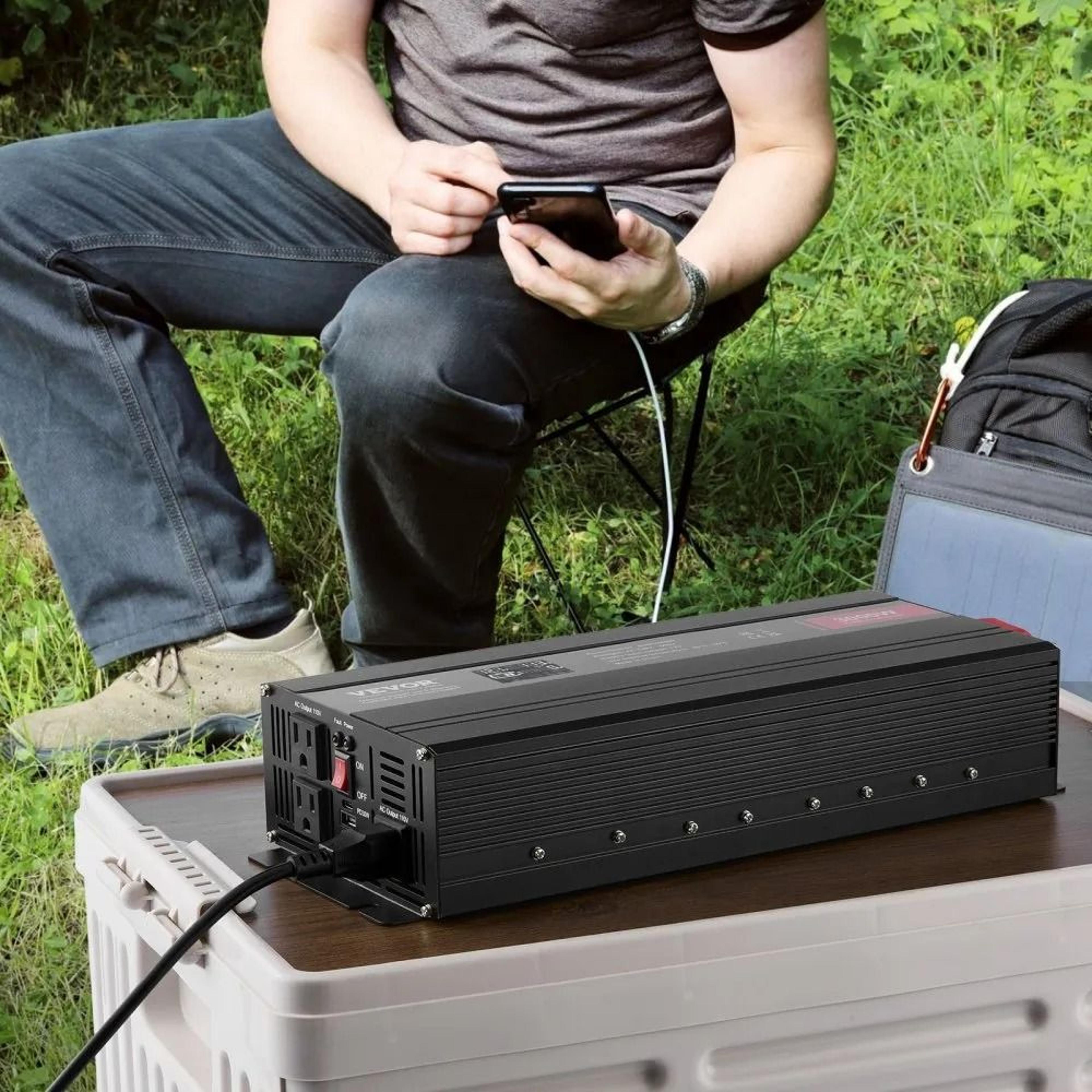 3000W Modified Sine Wave Power Inverter 12V To 120V With LCD USB Type C And AC Outlets 6