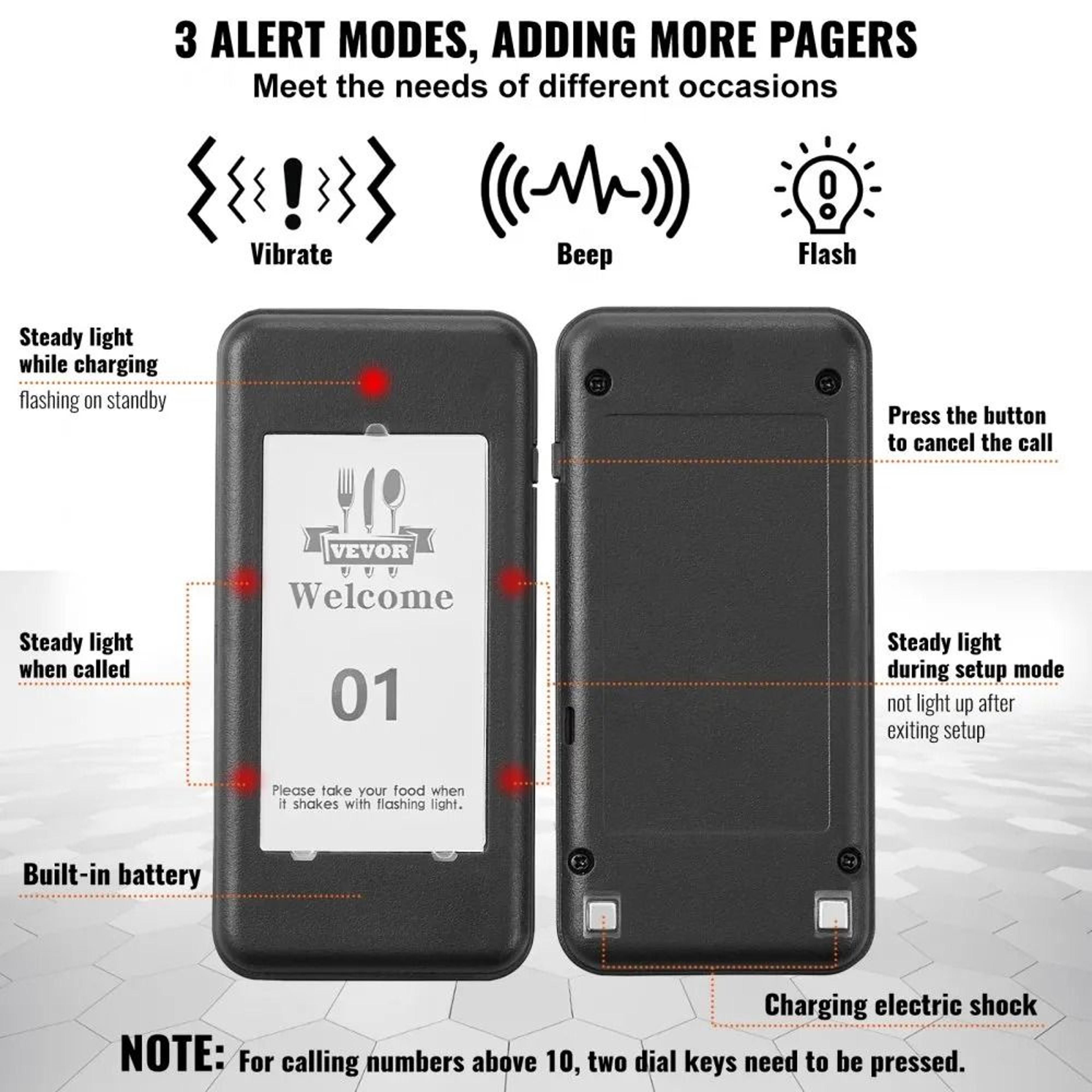 Wireless Restaurant Pager System With 16 Guest Buzzers Long Range Queue Calling 4