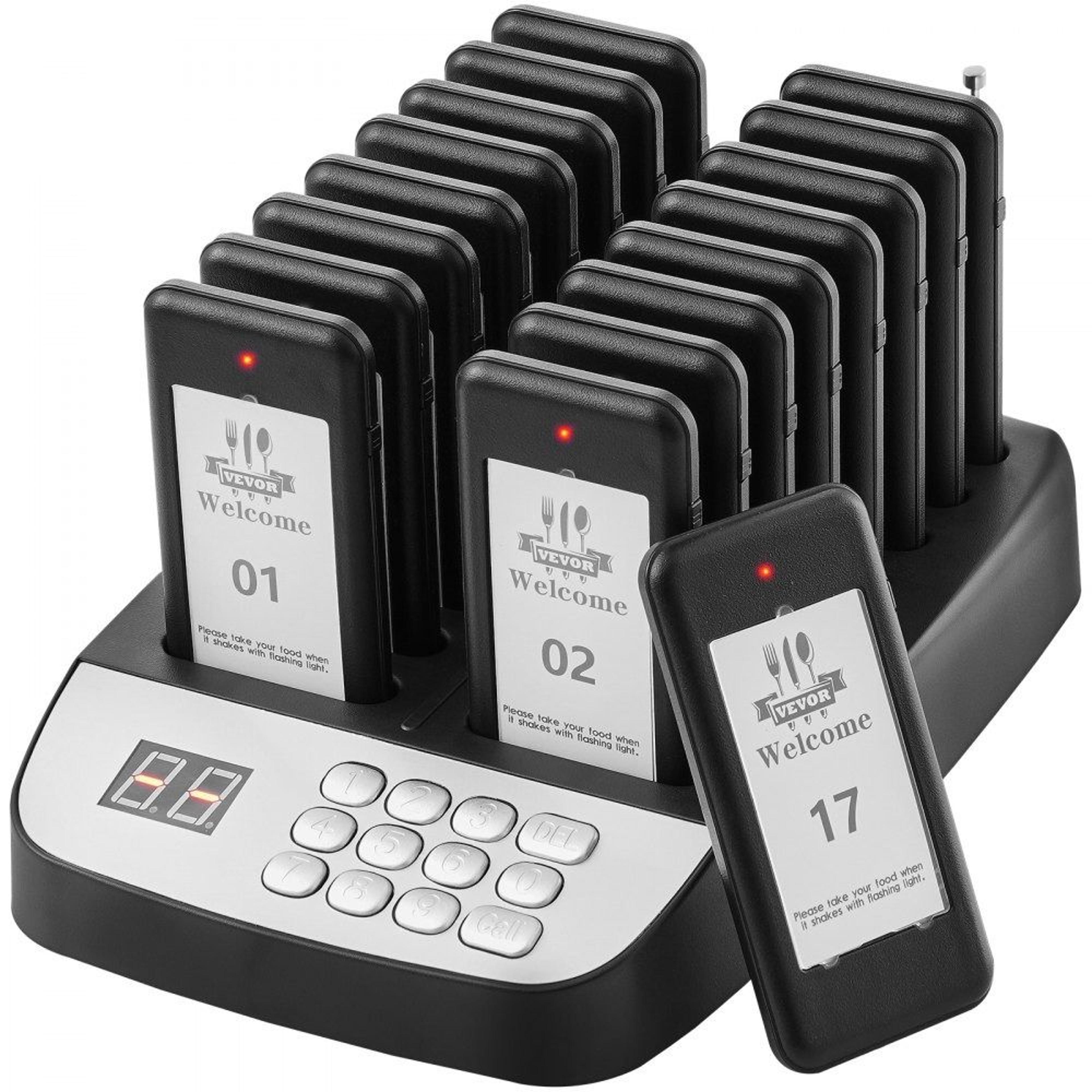 wireless restaurant pager system with 16 guest buzzers long range queue calling