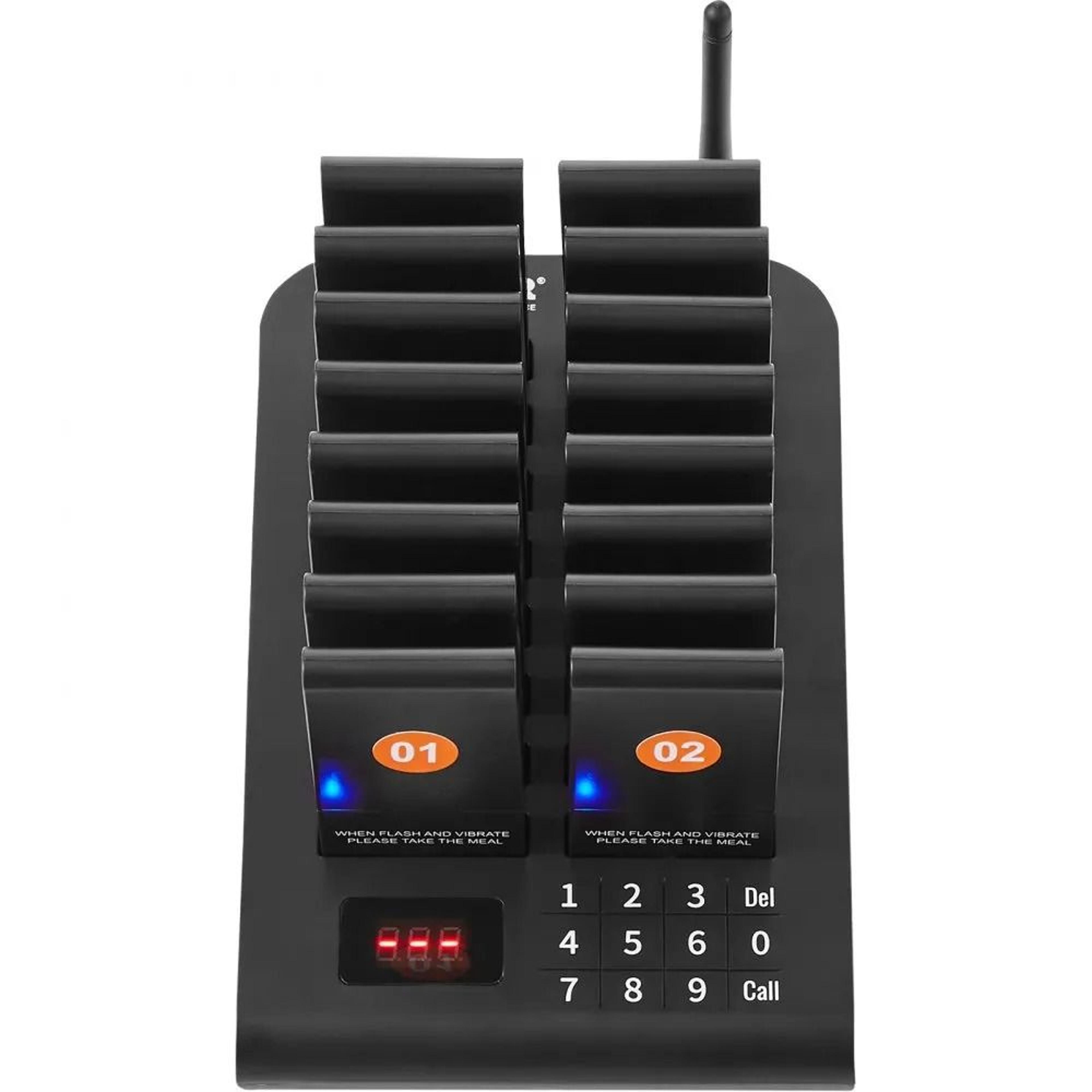 Wireless Restaurant Pager System With 16 Guest Buzzers Long Range Queue Calling System 7