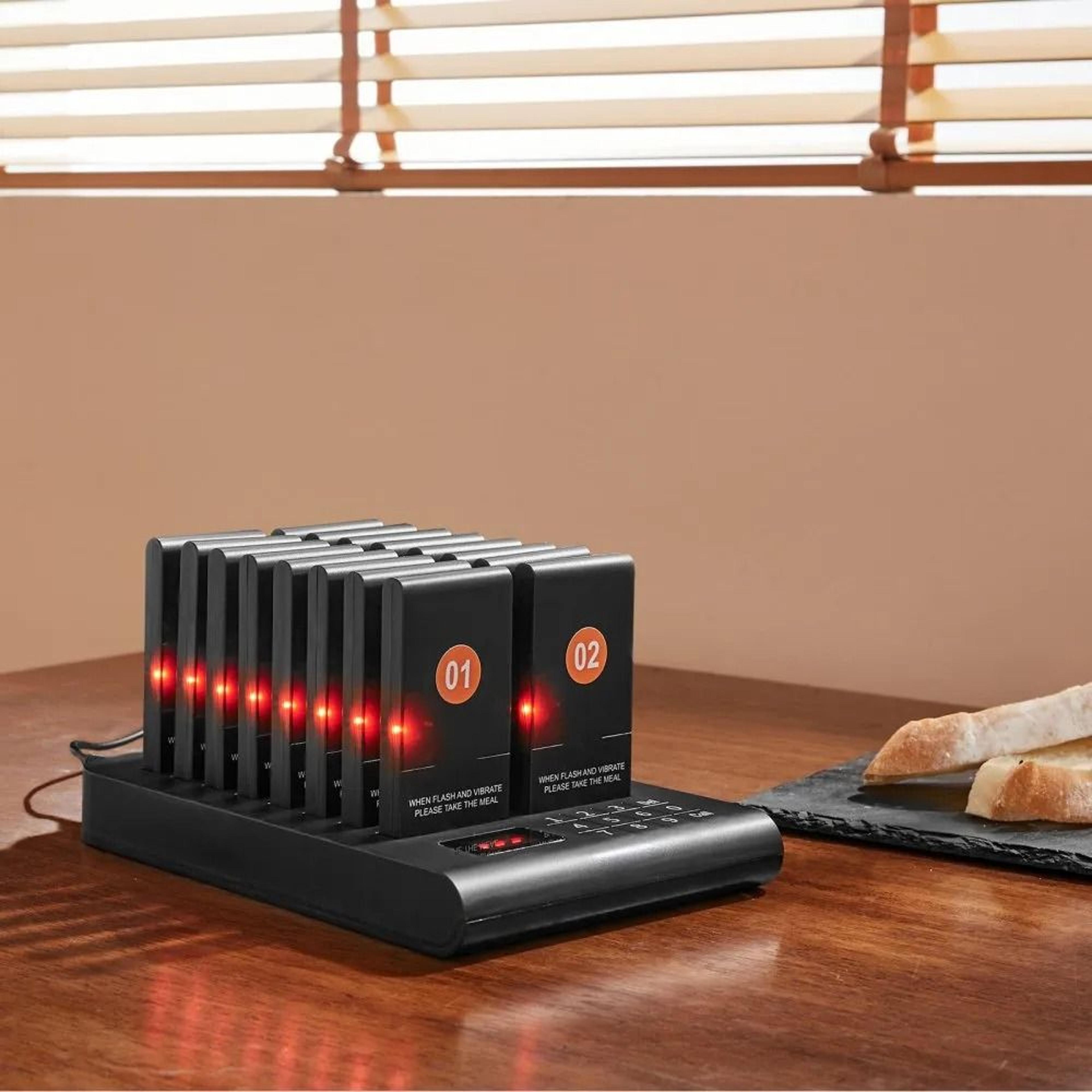 Wireless Restaurant Pager System With 16 Guest Buzzers Long Range Queue Calling System 6