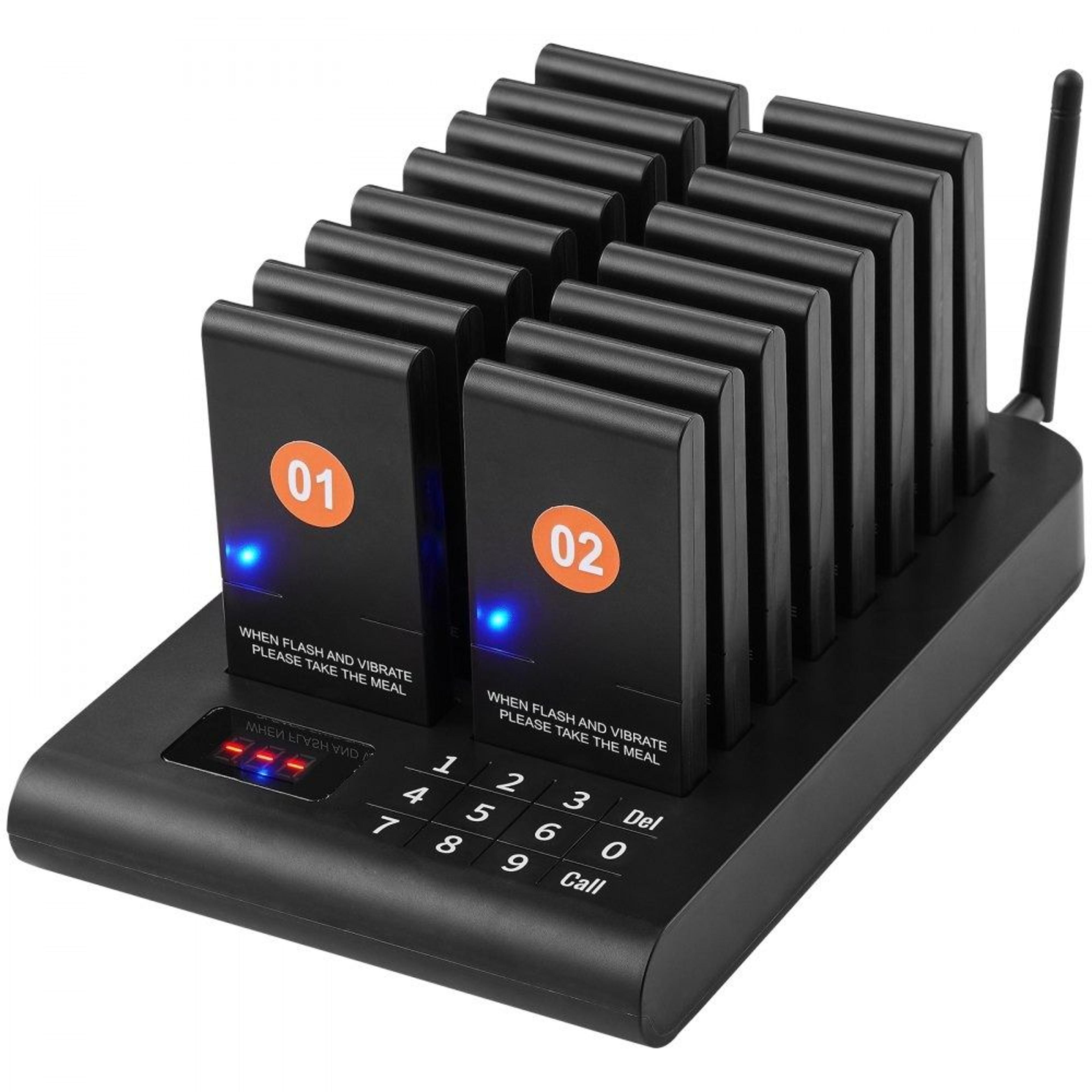 wireless restaurant pager system with 16 guest buzzers long range queue calling system