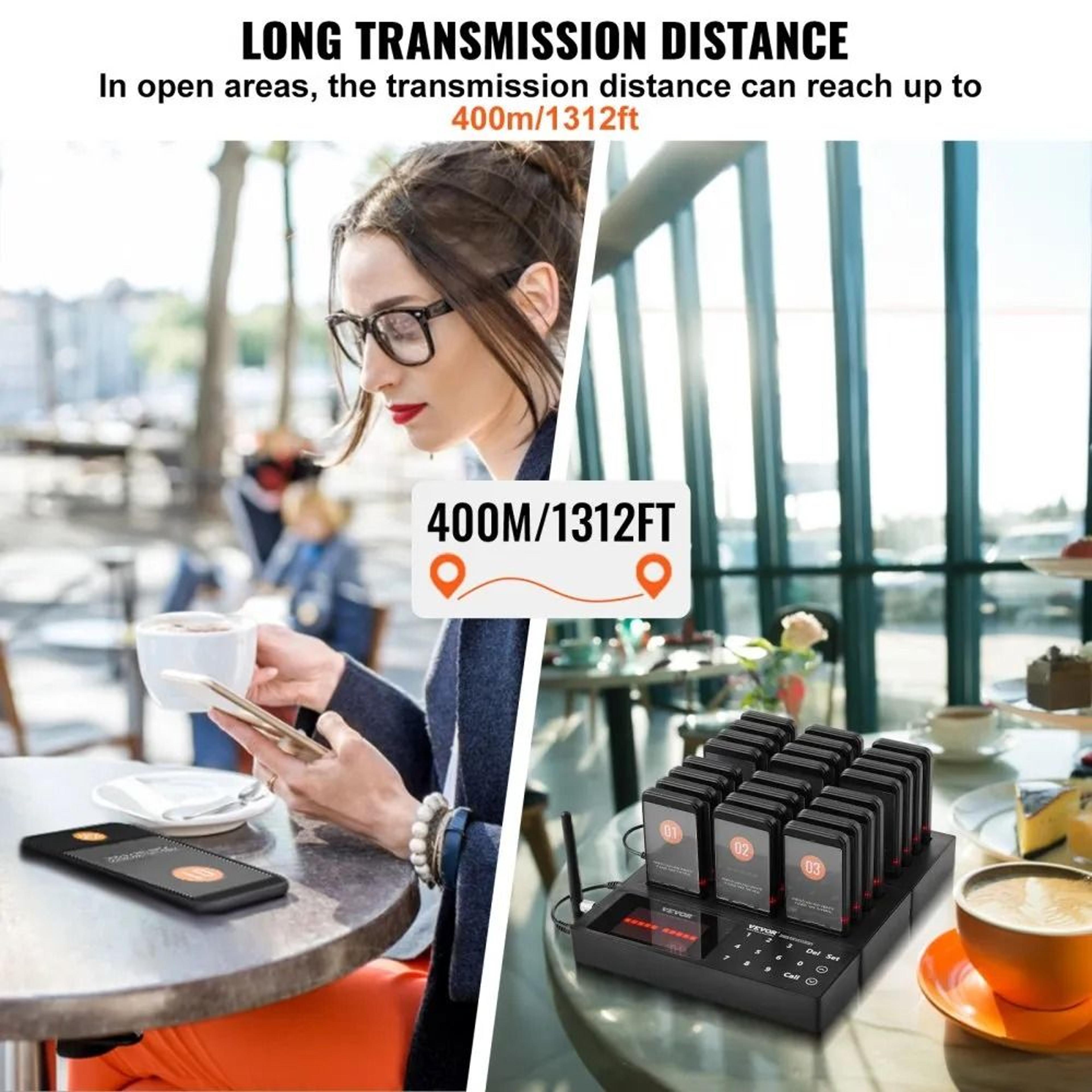 Wireless Restaurant Pager System With 24 Guest Buzzers Long Range Queue Calling 3