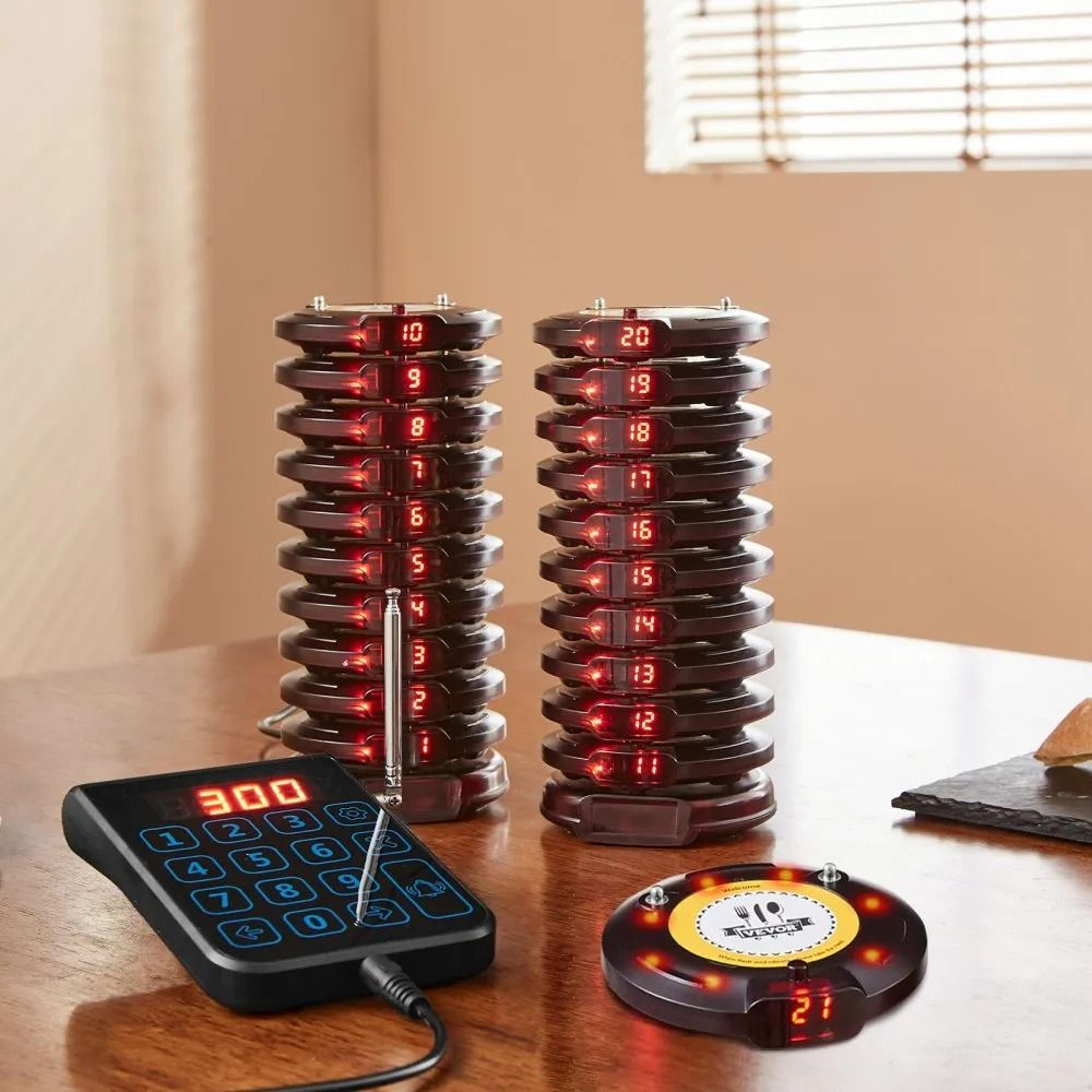 Wireless Restaurant Pager System With 20 Guest Buzzers Long Range Queue Calling 6
